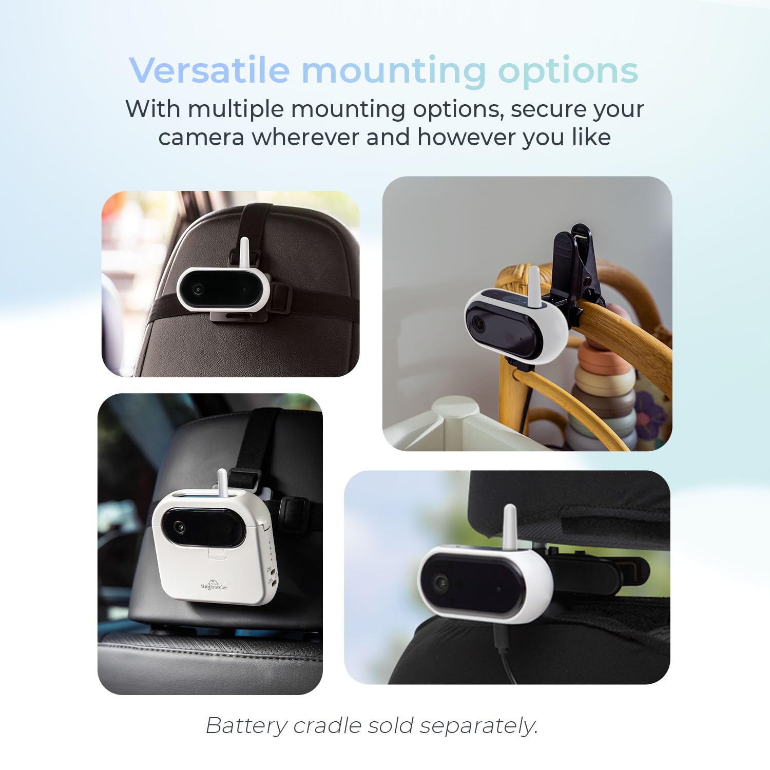 Tiny Traveler AI Smart Wireless Baby Car Monitor - AI-Powered Safety Alerts with Cry/Laugh/Stand Detection, Virtual Fence, 1000ft Long Range & Night Vision | Lullabies & Night Light for Safe Road Trips & Peace of Mind Parenting