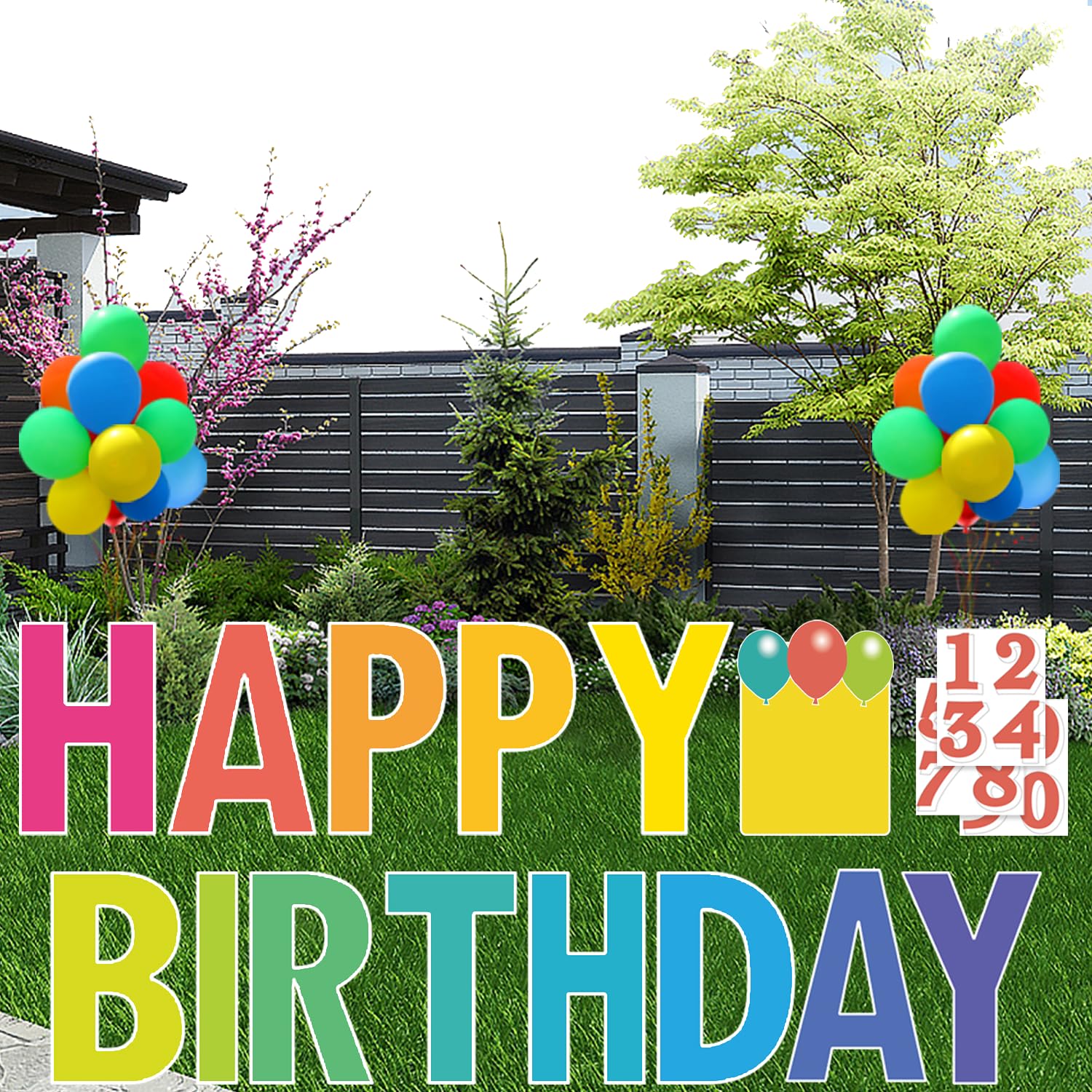 Personalized Happy Birthday Yard Sign with Stakes - 15