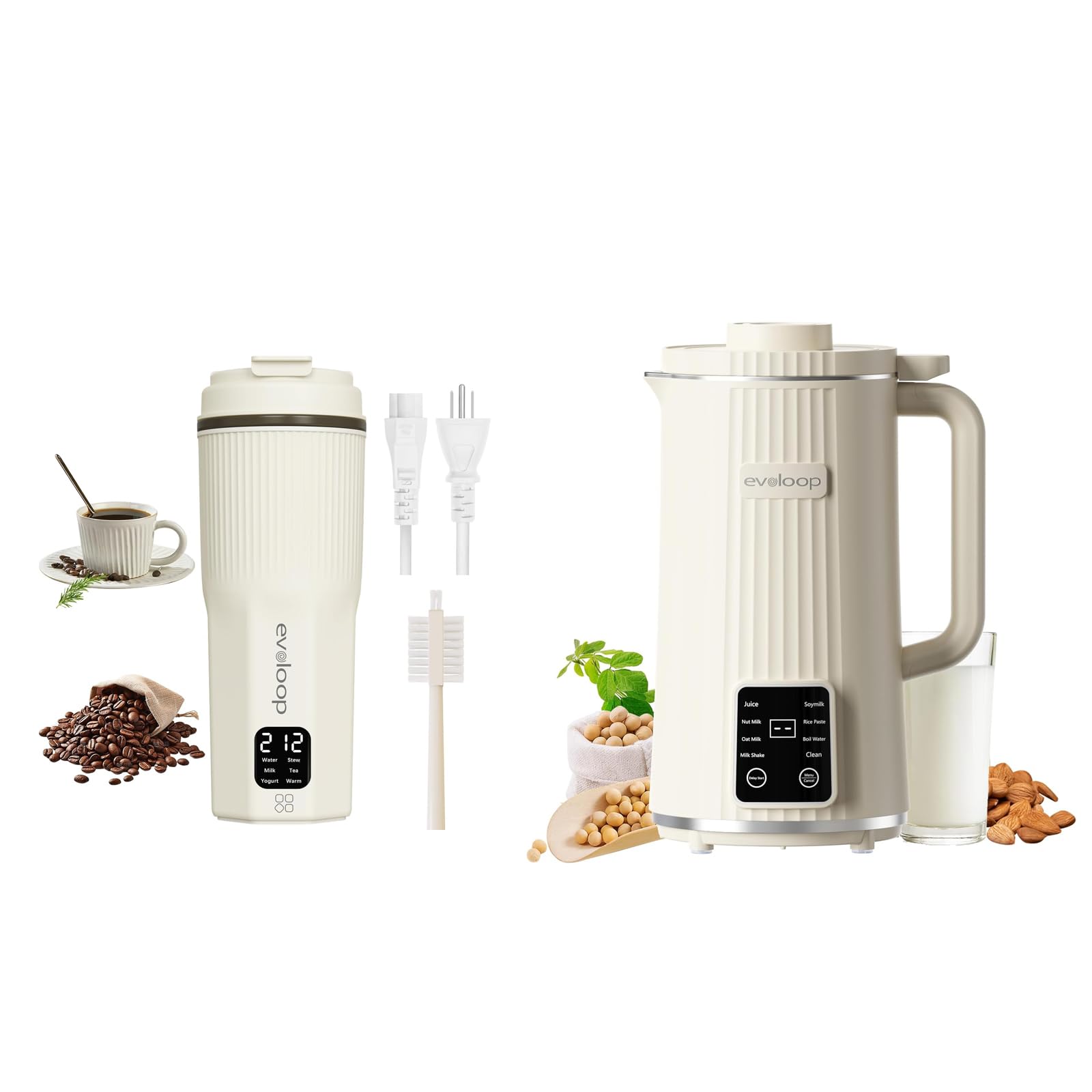 8-in-1 Automatic Nut Milk Maker & Electric Travel Kettle (100-240V) - Perfect for Vegan Milk, Coffee & Tea On-the-Go, Home & Office Use