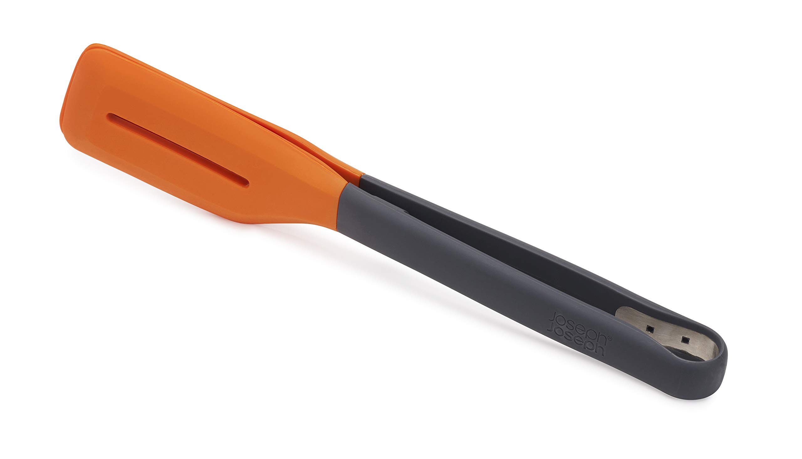 Joseph Joseph Turner Tongs - Ergonomic Silicone Kitchen Tongs with Locking Mechanism for Compact Storage, Dishwasher Safe, Grey/Orange, 24cm - Perfect for Grilling, Salad Tossing, and Serving Pasta