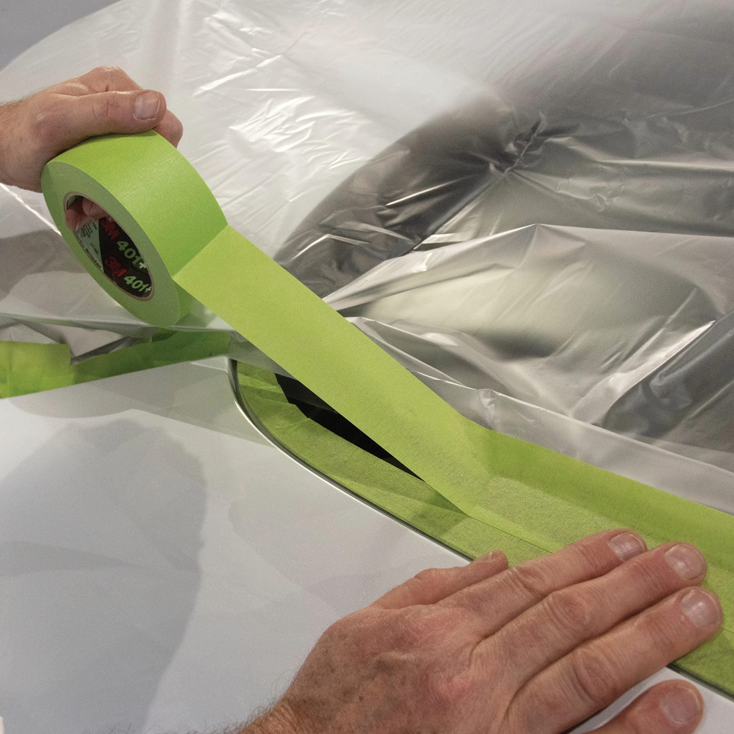 3M 401+ High Performance Green Masking Tape - 72mm x 55m, 6.4 mil Thickness - Superior Adhesion, Clean Removal, Paint-Bleed Resistant for Professional Painting, DIY Projects, and Home Renovations - 8 Rolls per Case