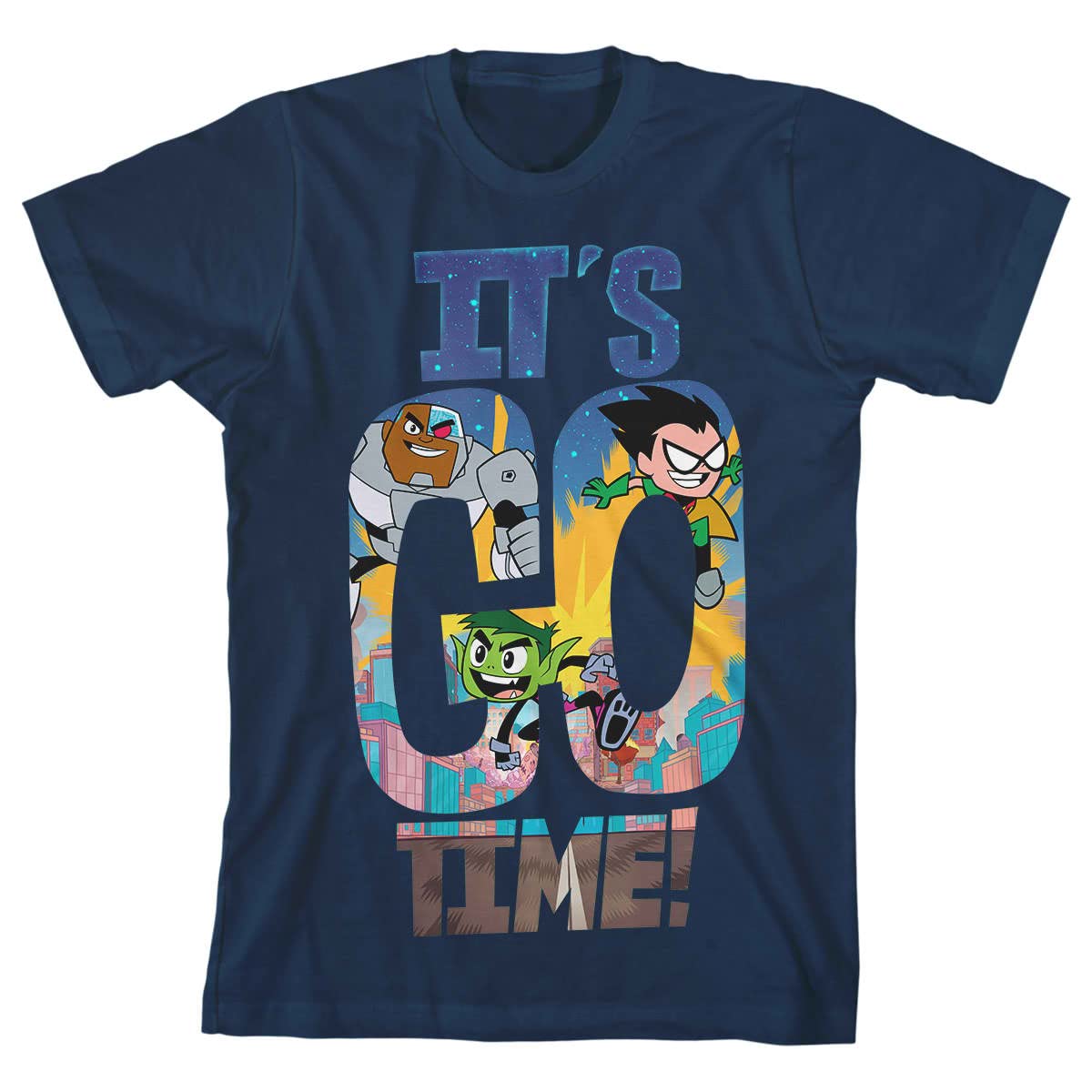 Teen Titans Go It's Go Time Boys Navy Blue T-Shirt - Cool Graphic Tee for Kids & Teens - Perfect for Casual Wear, Parties & Superhero Fans