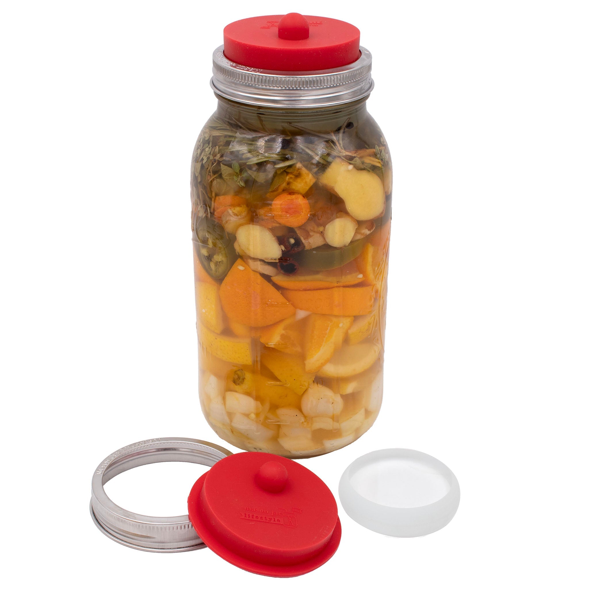 Organic Fermentation Starter Kit for Wide Mouth Mason Jars - Homemade Sauerkraut, Pickles & Kombucha Supplies with Airlock Lid - Perfect for DIY Fermenting at Home, Healthy Gut Probiotic Foods