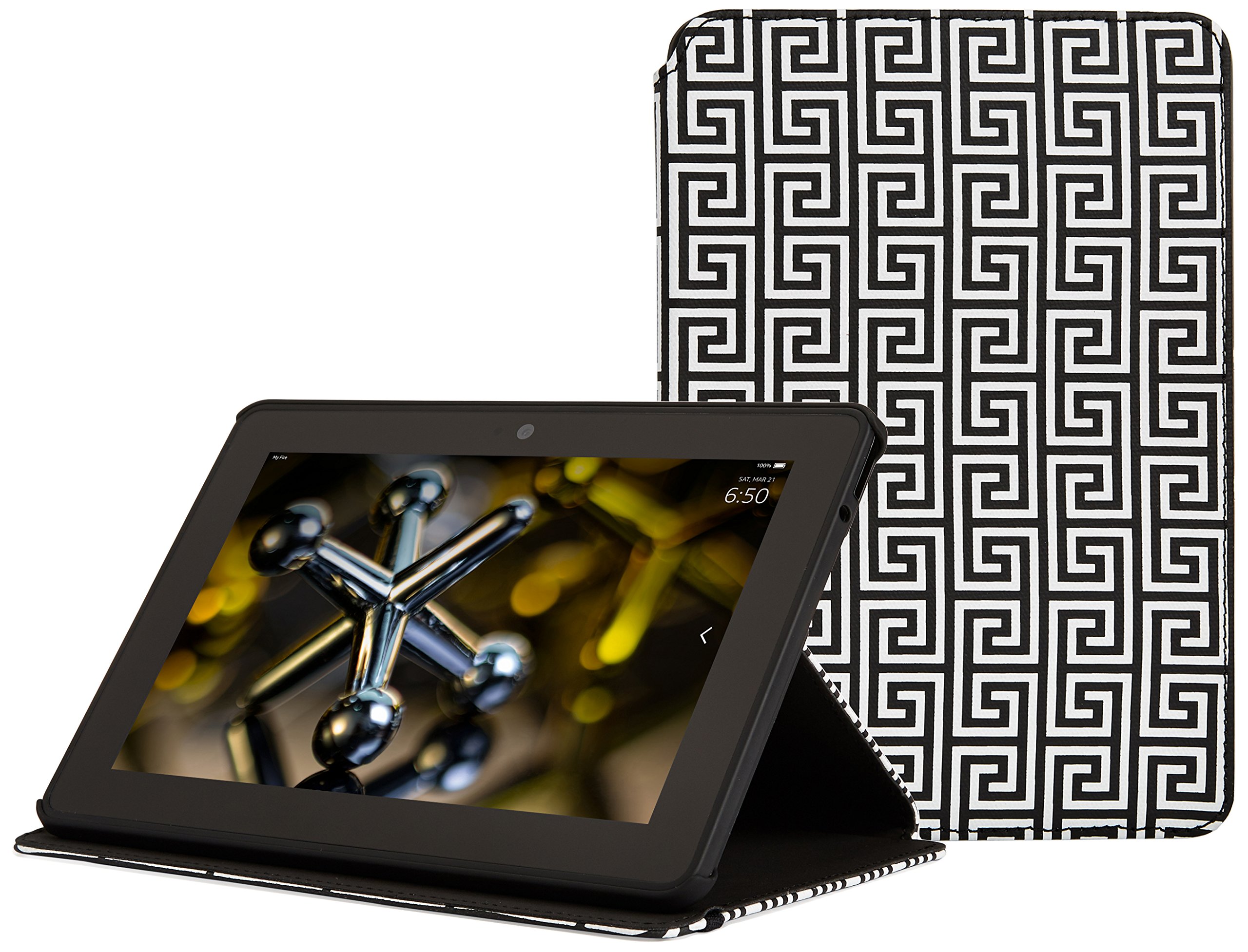 Jonathan Adler Greek Key Kindle Fire HDX 7 Case - Black Luxury Cover for Kindle Fire HDX 7