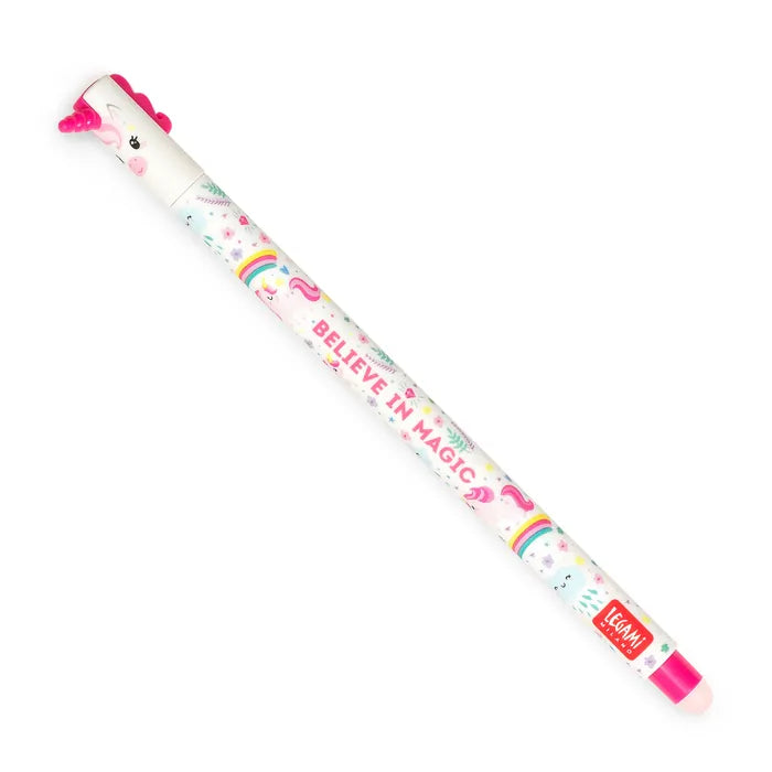 Legami Erasable Pens - Unicorn Pink Ink Gel Pens for School, Office & Note Taking - Smooth Writing & Friction Erasable - Perfect for Students, Teachers & Professionals