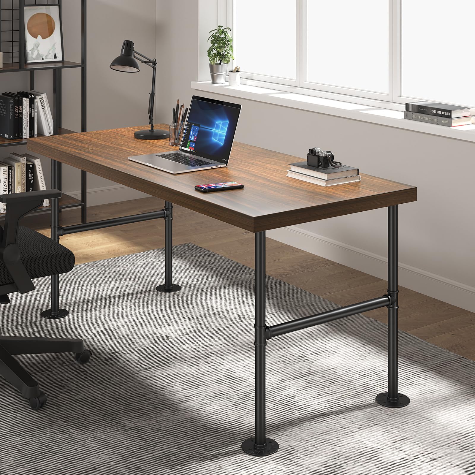 Licperron 2 Pack 30 Inch Industrial Metal Table Legs - Heavy Duty Black Pipe Legs for Coffee Table, Desk & DIY Furniture - Perfect for Home Office, Cafe & Industrial Style Decor