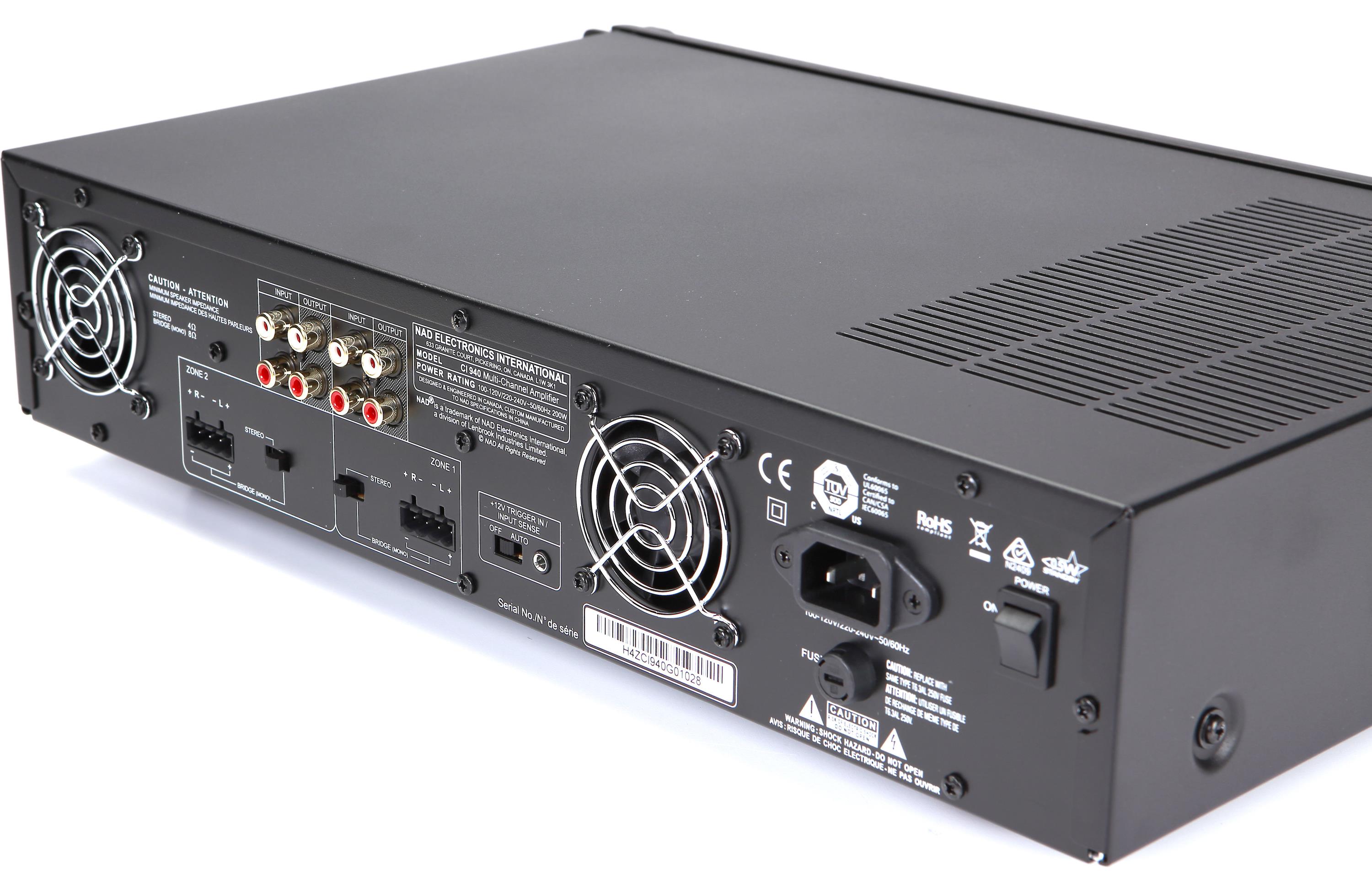 NAD Electronics CI 940 4-Channel High Power Home Theater Amplifier - Perfect for Multi-Room Audio and Custom Installation Systems