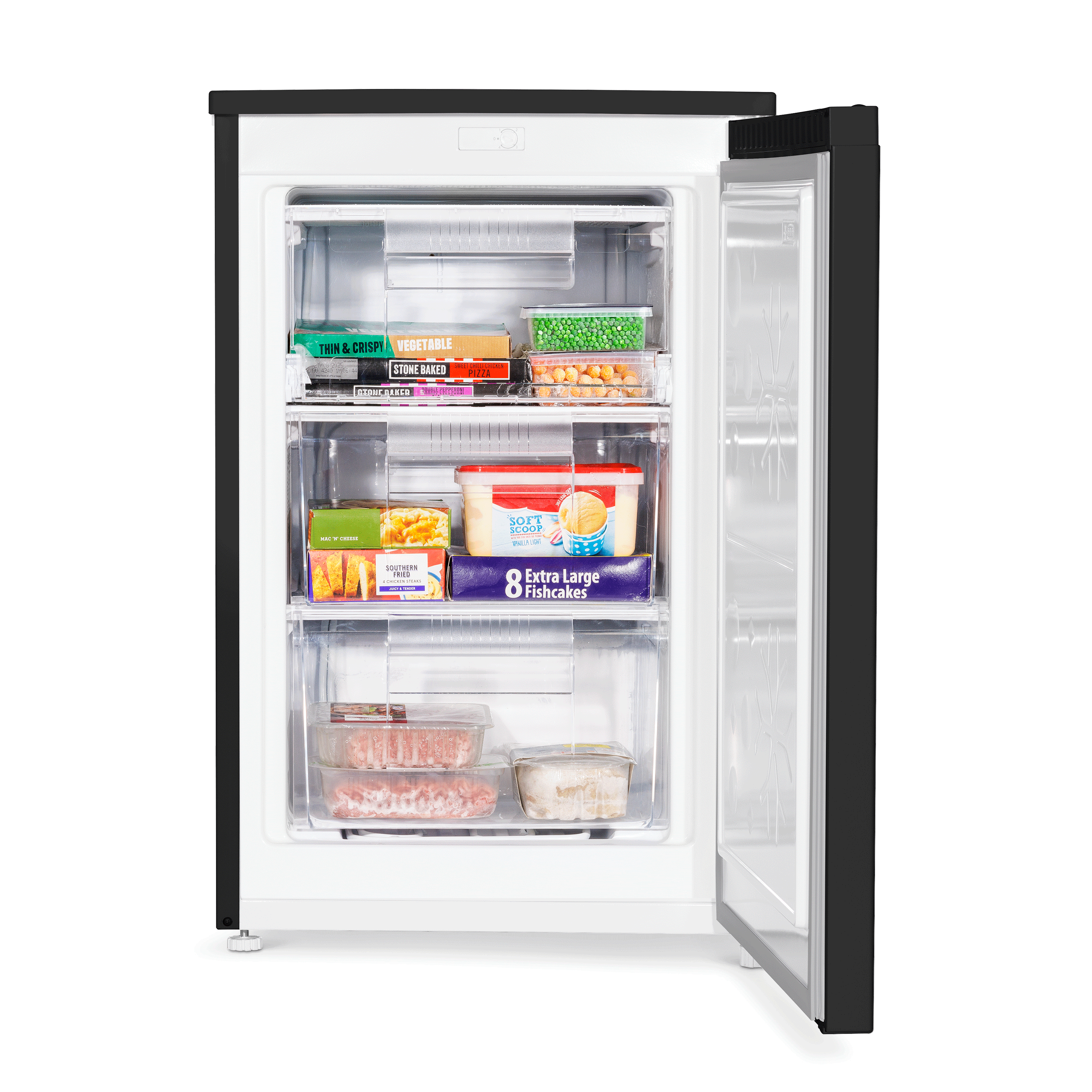 Baridi 55cm Undercounter Freezer with Adjustable Thermostat, 85L Capacity, Black (DH251) - Perfect for Kitchen, Basement, Garage & Small Spaces