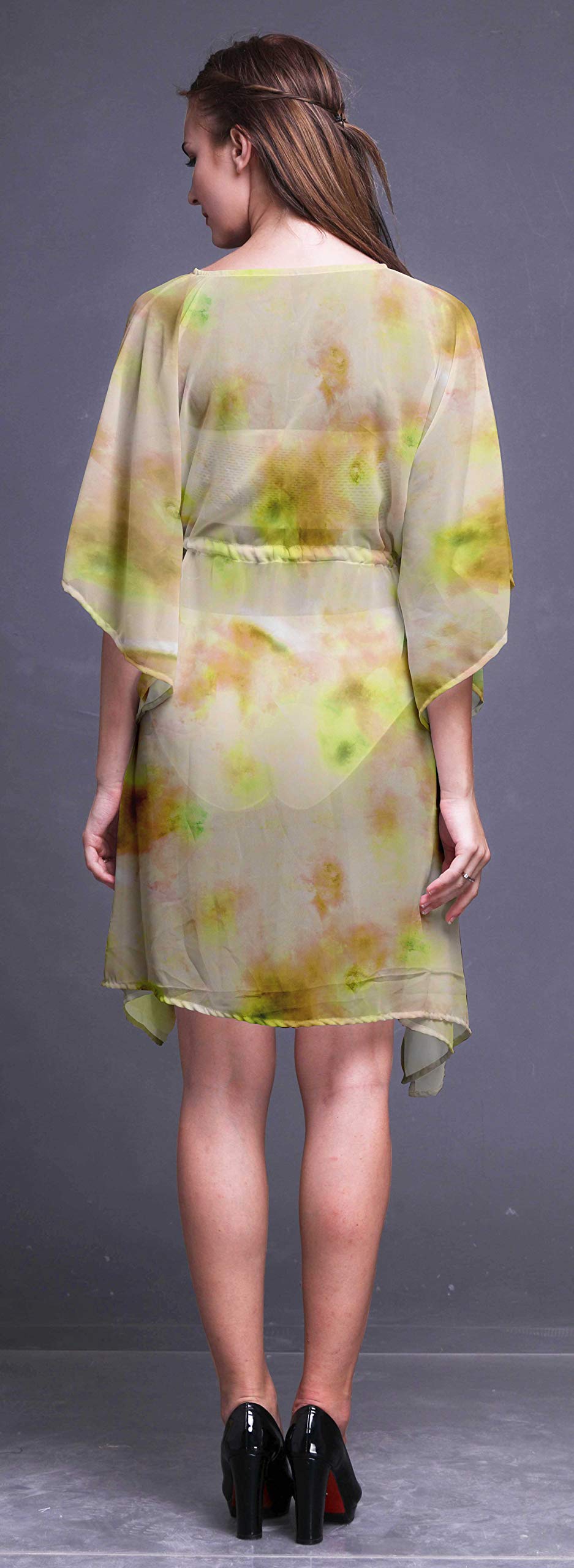 Bimba Women's Short Caftan Midi Dress - Beach Cover Up, Swimwear Wrap, Boho Kaftan for Poolside, Vacation & Summer Outfits