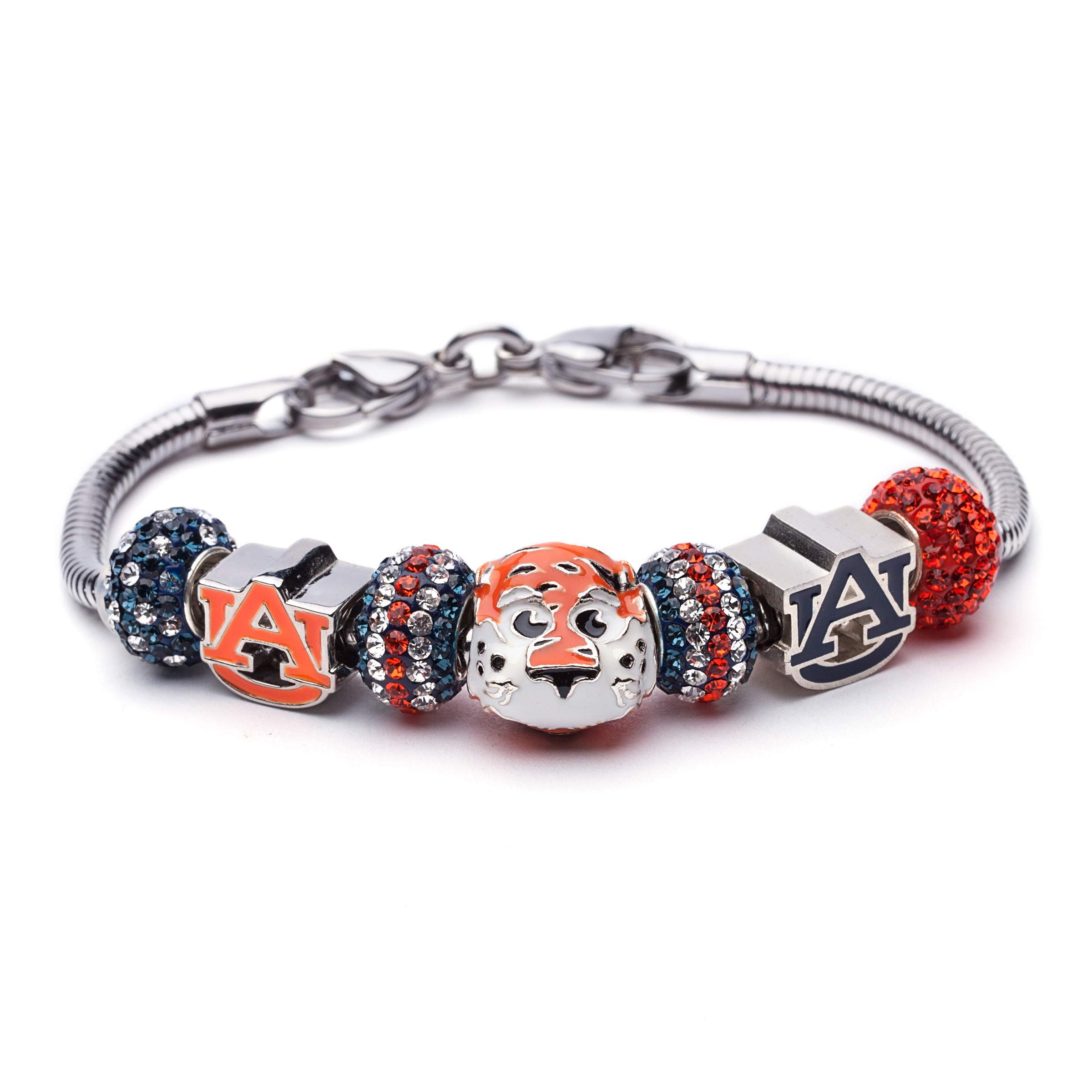 Official Auburn Tigers Bead Charm Bracelet - Licensed Auburn University Jewelry with Aubie Mascot Charm | Perfect for Game Day, Tailgating & Auburn Alumni Gifts | Show Your Tigers Pride with Stylish Auburn Fan Jewelry