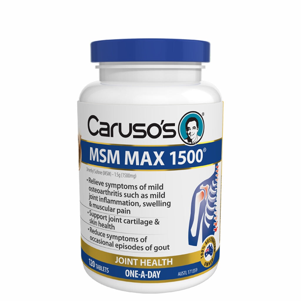 Caruso's MSM Max 1500mg Supplement for Joint Support & Pain Relief - Supports Mobility, Recovery & Healthy Connective Tissues - Ideal for Athletes, Seniors & Active Lifestyles