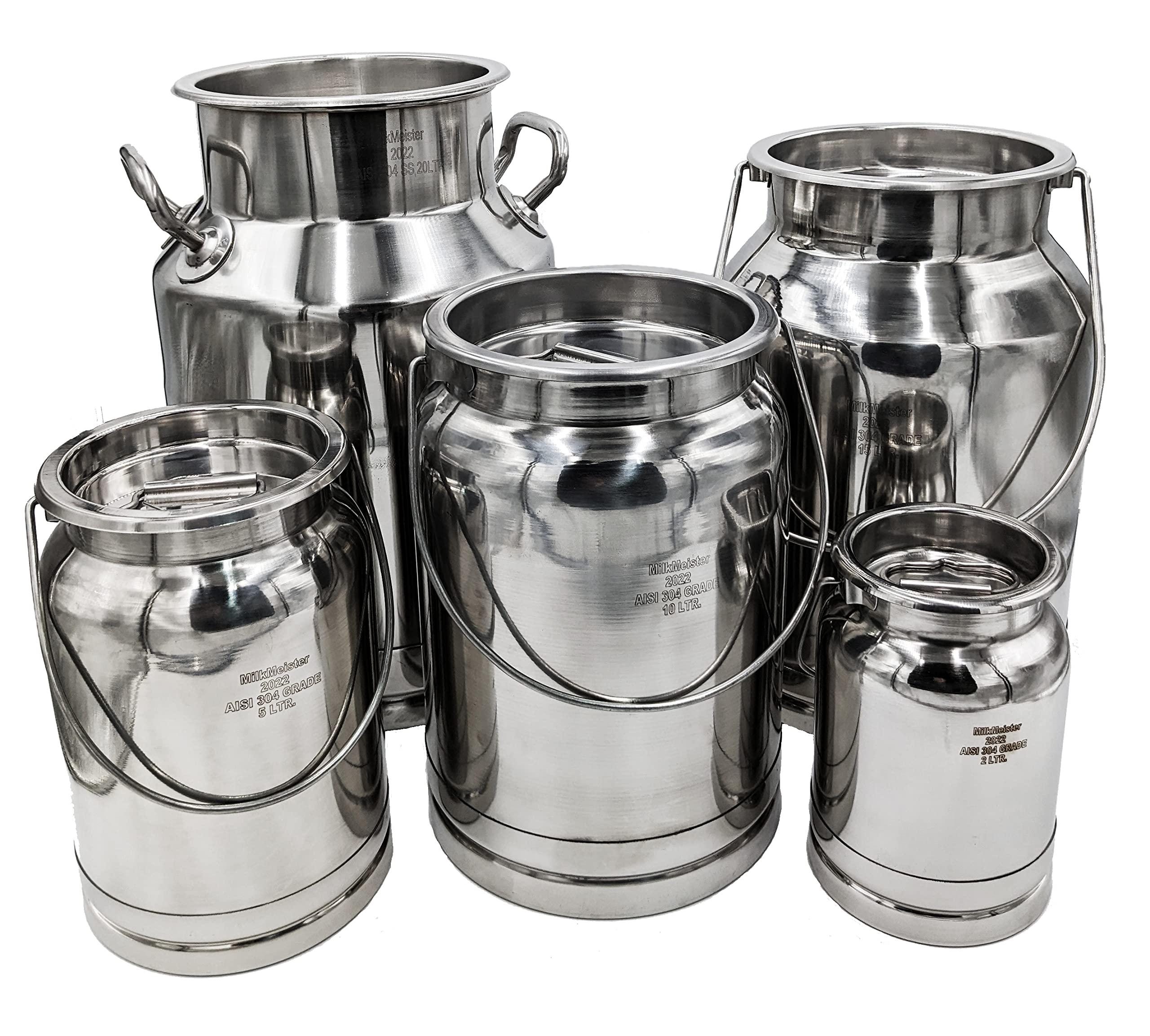 15 Qt Stainless Steel Milk Can Tote with Lid & Handle - 4 Gallon Capacity for Farm, Restaurant & Commercial Kitchen Use