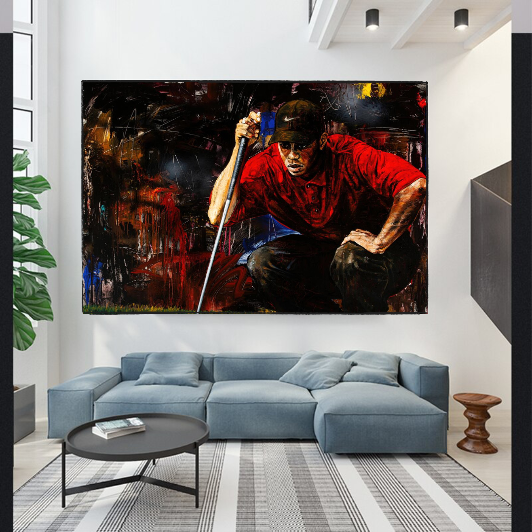 Tiger Woods Golf Canvas Wall Art - Premium Golf Decor for Home, Office & Man Cave - Perfect Gift for Golf Lovers & Sports Fans