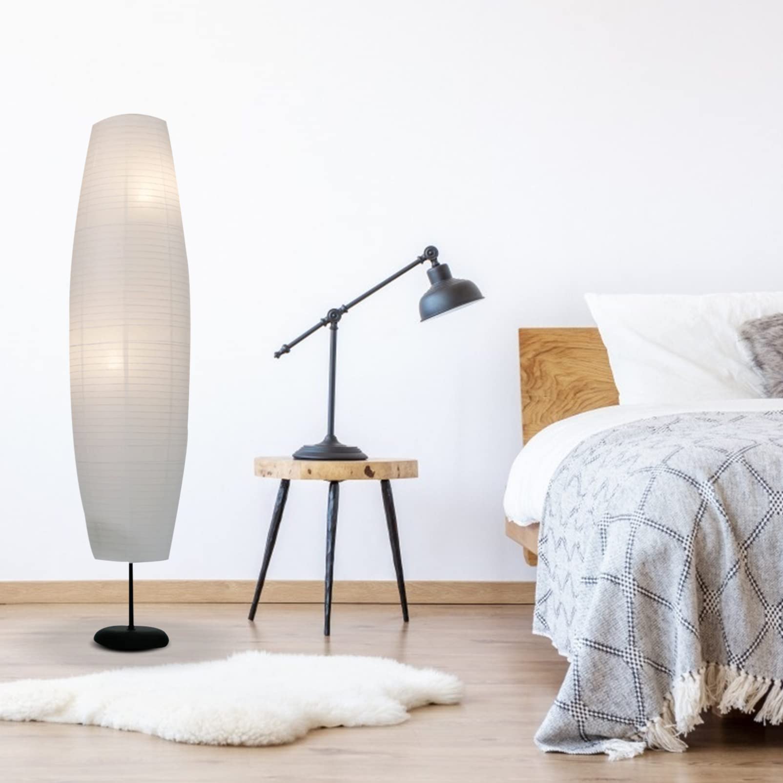 43 Inch Floor Lamp Shade Replacement - Paper Standing Lamp Cover for Bedroom & Living Room | Modern Corner Lighting for Cozy Ambience