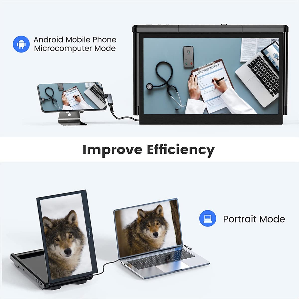 12 Inch Portable Foldable Laptop Extension Screen - Secondary Monitor for MacBook, Windows, Gaming & Work - Expand Your Display for Multitasking & Productivity