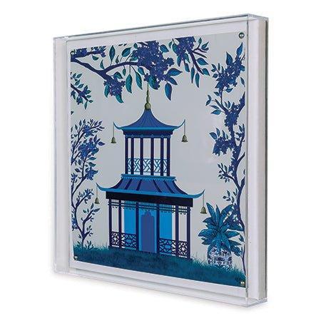 Blue Pagoda I Framed Wall Art - Asian Inspired Home Decor for Living Room, Bedroom & Office | Premium Canvas Print for Modern Interior Design