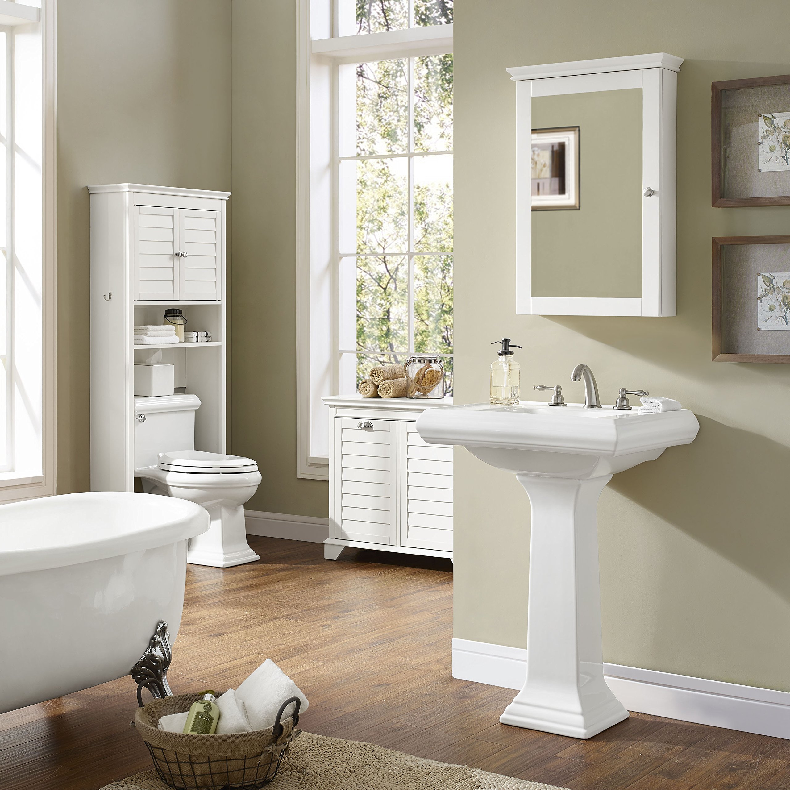Crosley Lydia White Wall Mounted Bathroom Mirror with Medicine Cabinet - Perfect for Small Bathrooms, Vanities & Modern Home Decor