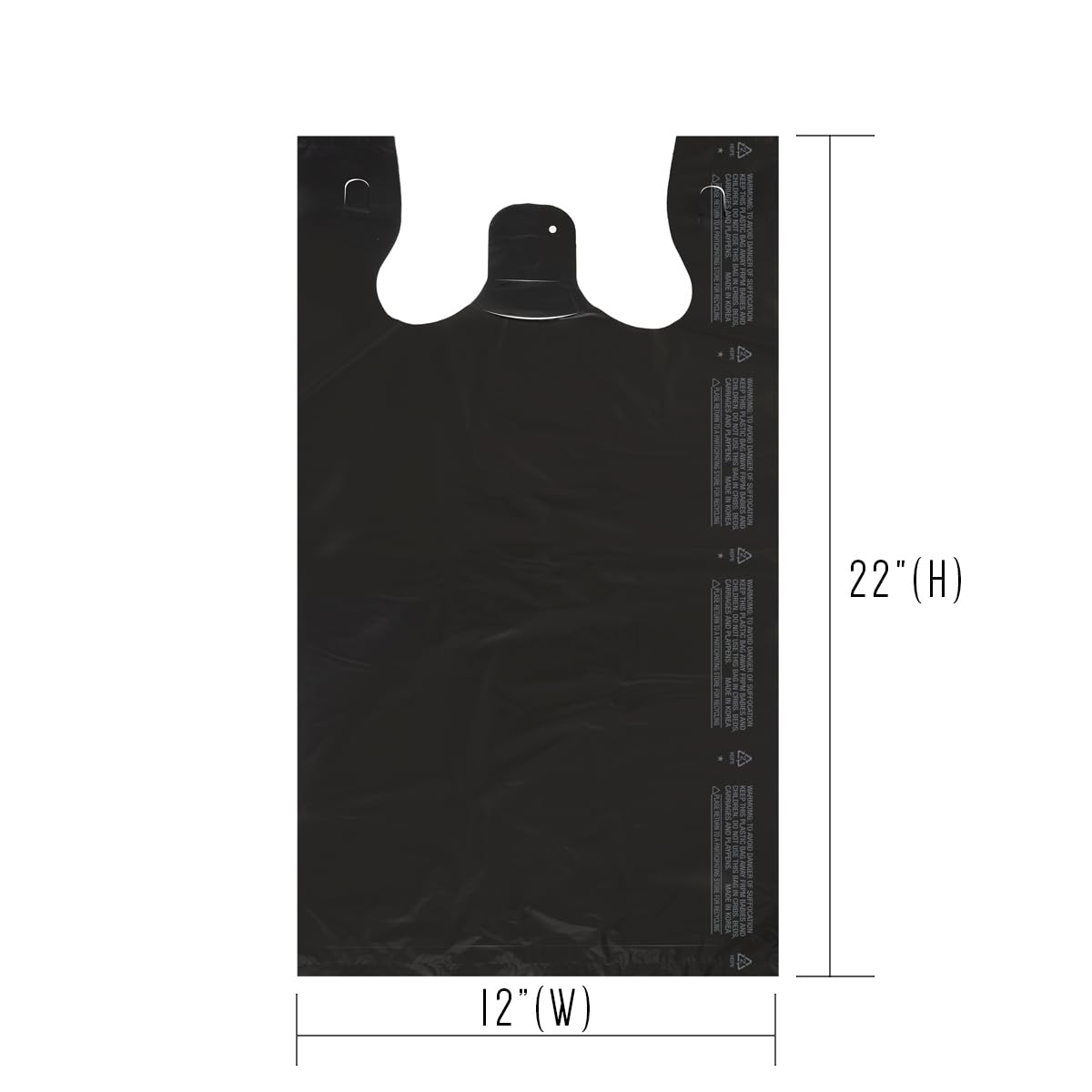 400 Count Large Black Embossed T-Shirt Bags 12x7x22 Inches - 17 Micron Heavy Duty Plastic Grocery Bags with Handles for Retail, Bulk Shopping & Storage