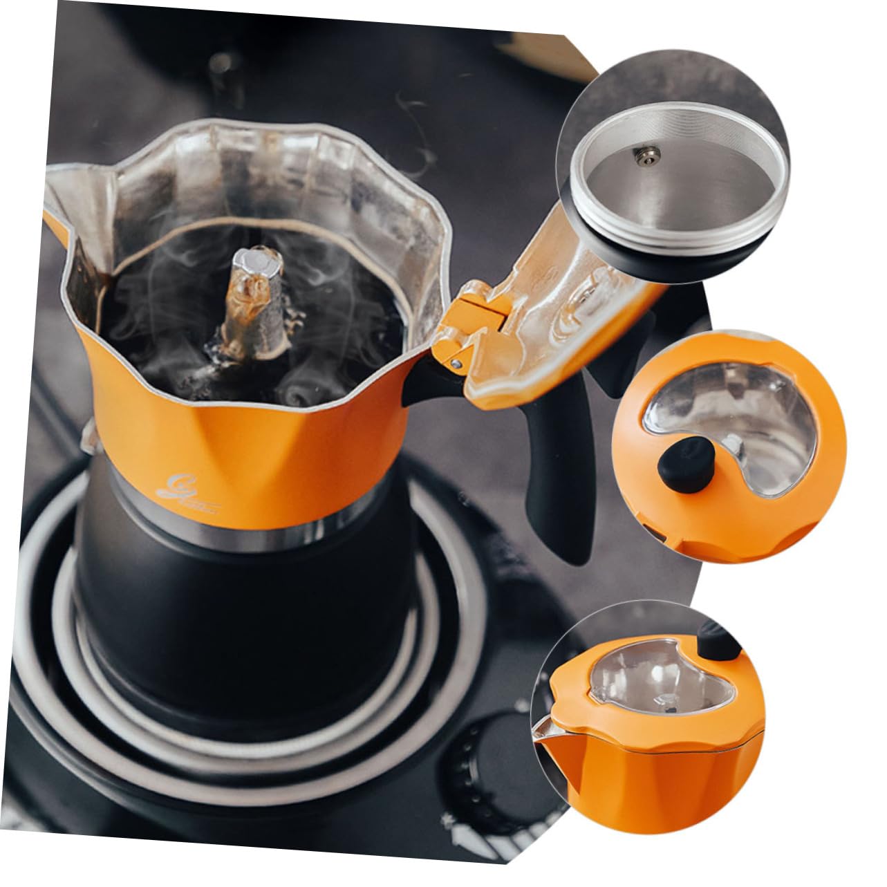 Hemoton 1-Piece Stainless Steel Coffee Pot - Espresso Maker with Heat-Resistant Handle, Perfect for Home Brewing, Camping & Office Use