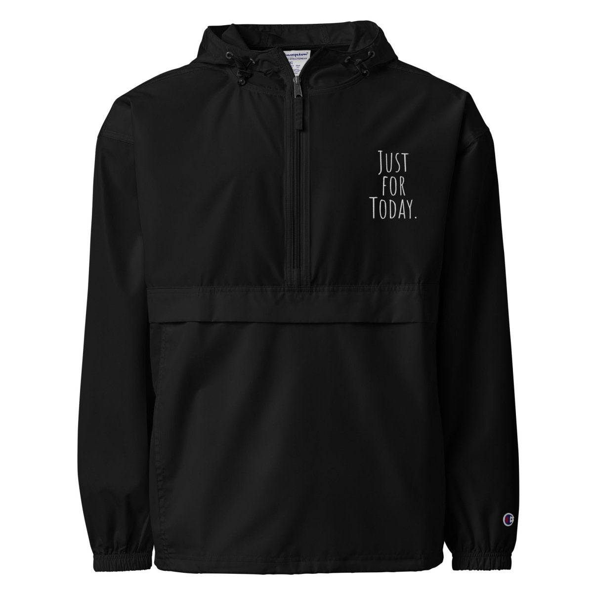 Just for Today Embroidered Packable Jacket - Lightweight Travel Windbreaker for Women & Men - Perfect for Yoga, Meditation & Outdoor Activities