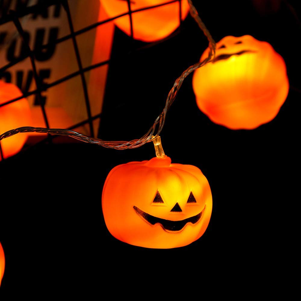 Halloween LED Pumpkin String Lights - 20 Pumpkin Lights with 9.8 ft Cord, 2 Modes (Steady & Flickering) for Outdoor Decor, Party, Yard, Porch, and Home Holiday Decoration