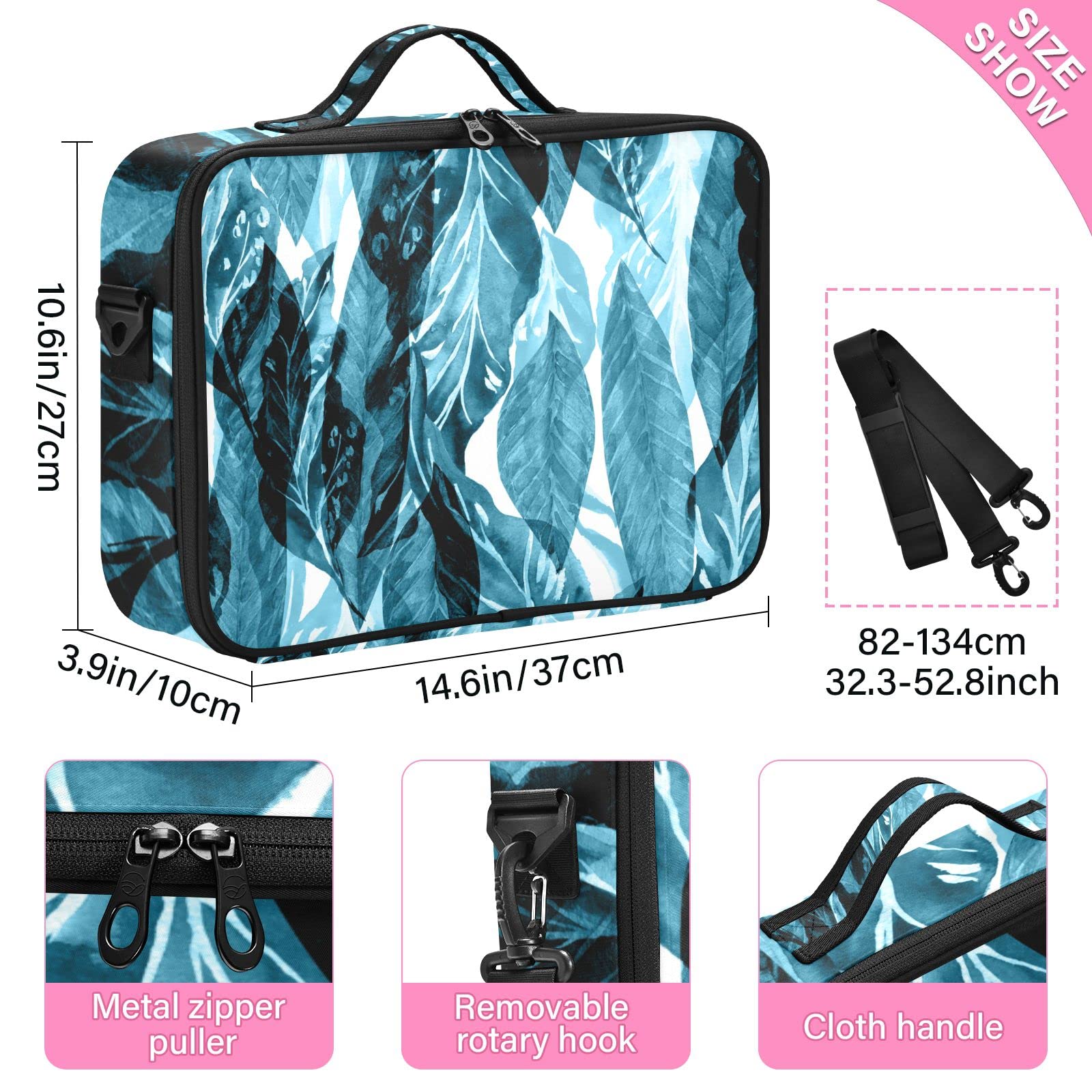 GAIREG Blue Easter Themed Large Makeup Case with Adjustable Dividers - Cosmetic & Toiletry Organizer Bag for Travel, Home Storage (Jungle Forest Design) - Perfect for Easter Gifts, Travel Essentials & Beauty Storage Organization