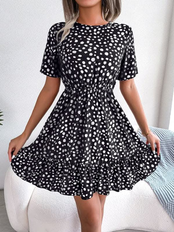 Elegant Polka Dot Ruffled Dress for Women - Flowy Summer Dress for Casual Outings, Dates & Parties