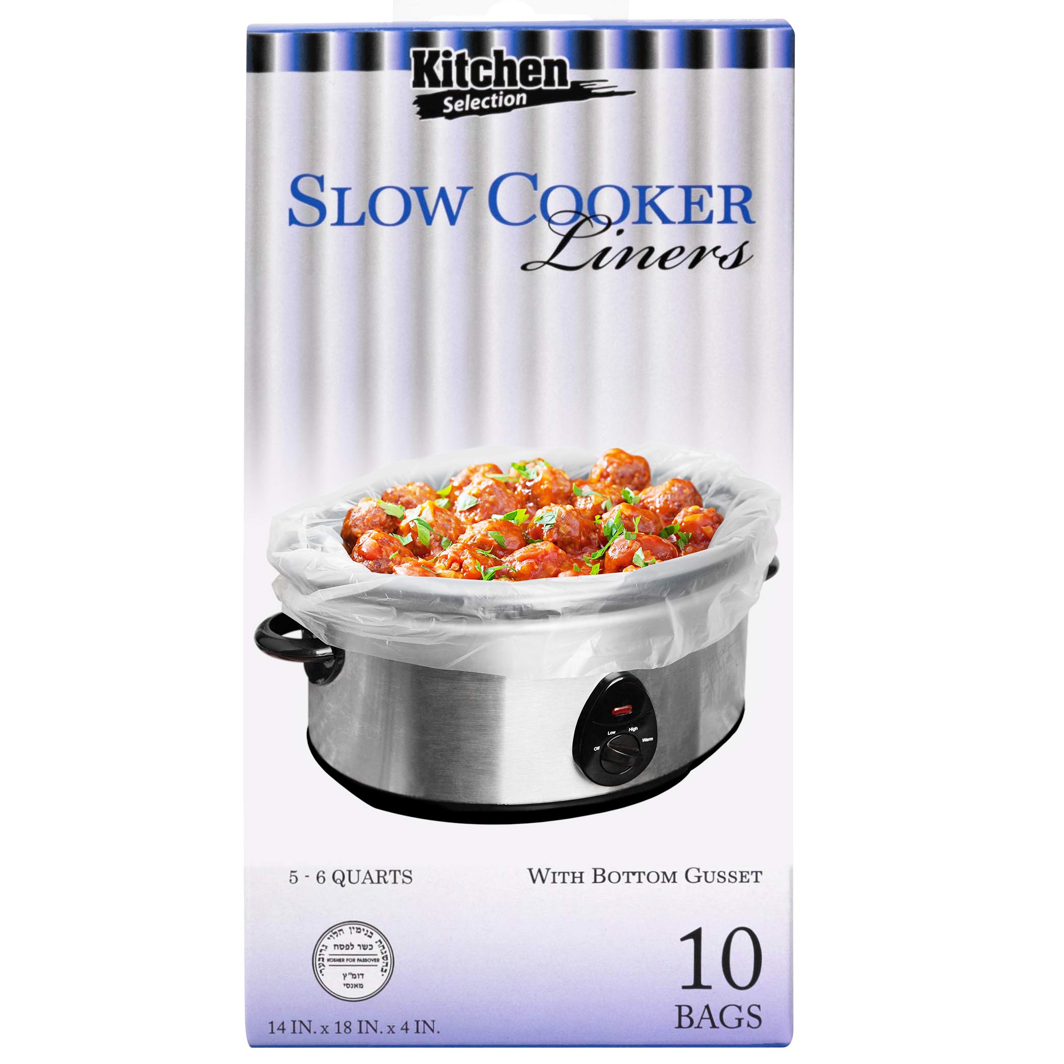 10 Pack Slow Cooker Liners for 5-6 Quart Crock Pots - 18x4x14 Inches with 4
