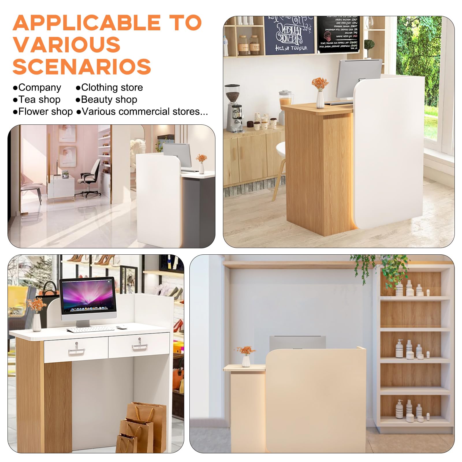 Modern L-Shaped Reception Desk with Lockable Drawers, 23.6x17.7x37.4 Inches, Office Workstation for Reception Areas, Lobby & Corporate Spaces - Durable & Stylish Office Furniture for Professional Environments