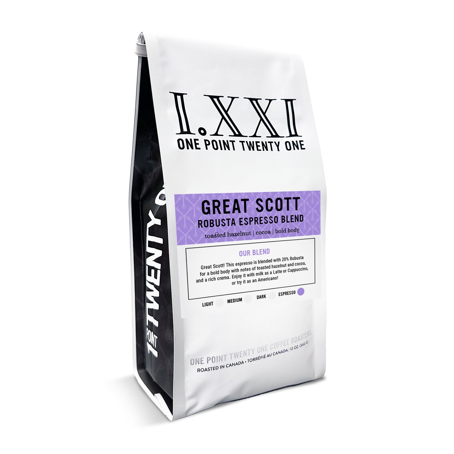 I.XXI Great Scott Robusta Espresso Blend Whole Bean Coffee - 12 oz Bag | Premium Dark Roast for Espresso Machines & French Press | Perfect for Home Brewing, Office & Gifts