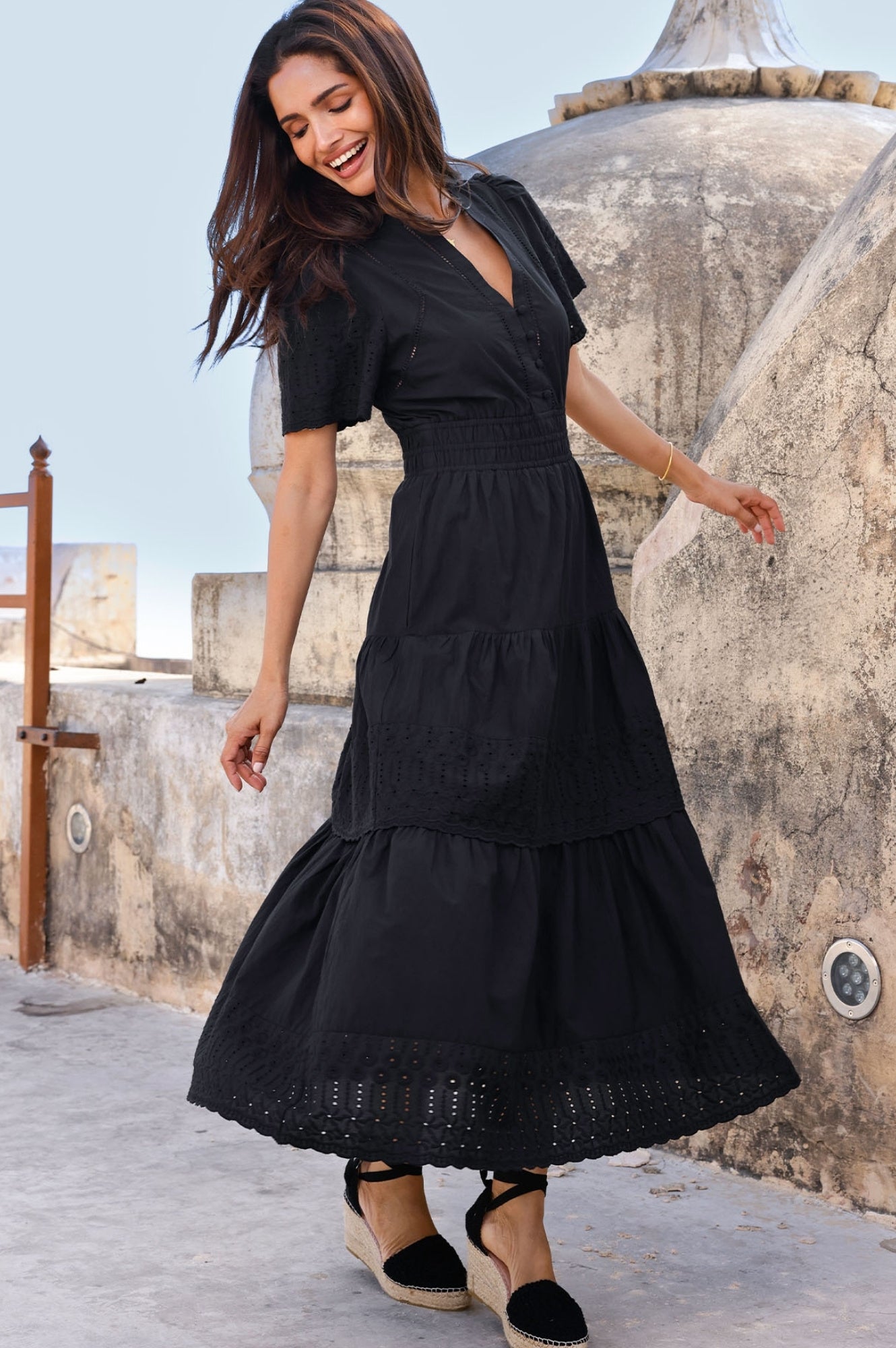 Sienna Embroidered Dress for Women - Elegant Black Floral Lace Maxi Dress | Perfect for Weddings, Parties & Special Occasions