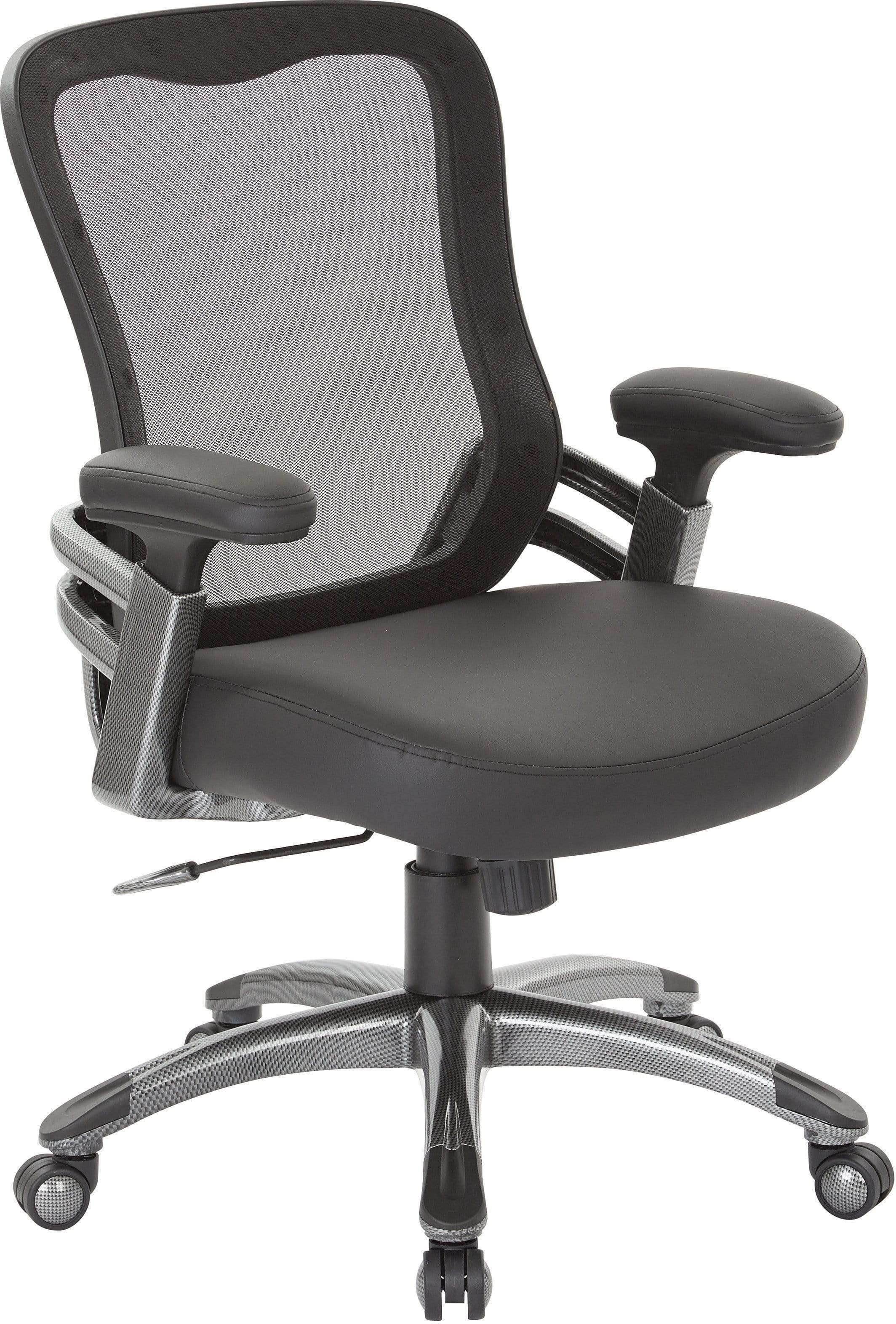 Office Star Faux Leather Mesh Back Manager’s Chair with Adjustable Height & Tilt [EMH6918T] - Ergonomic Office Chair for Home & Business Workspaces