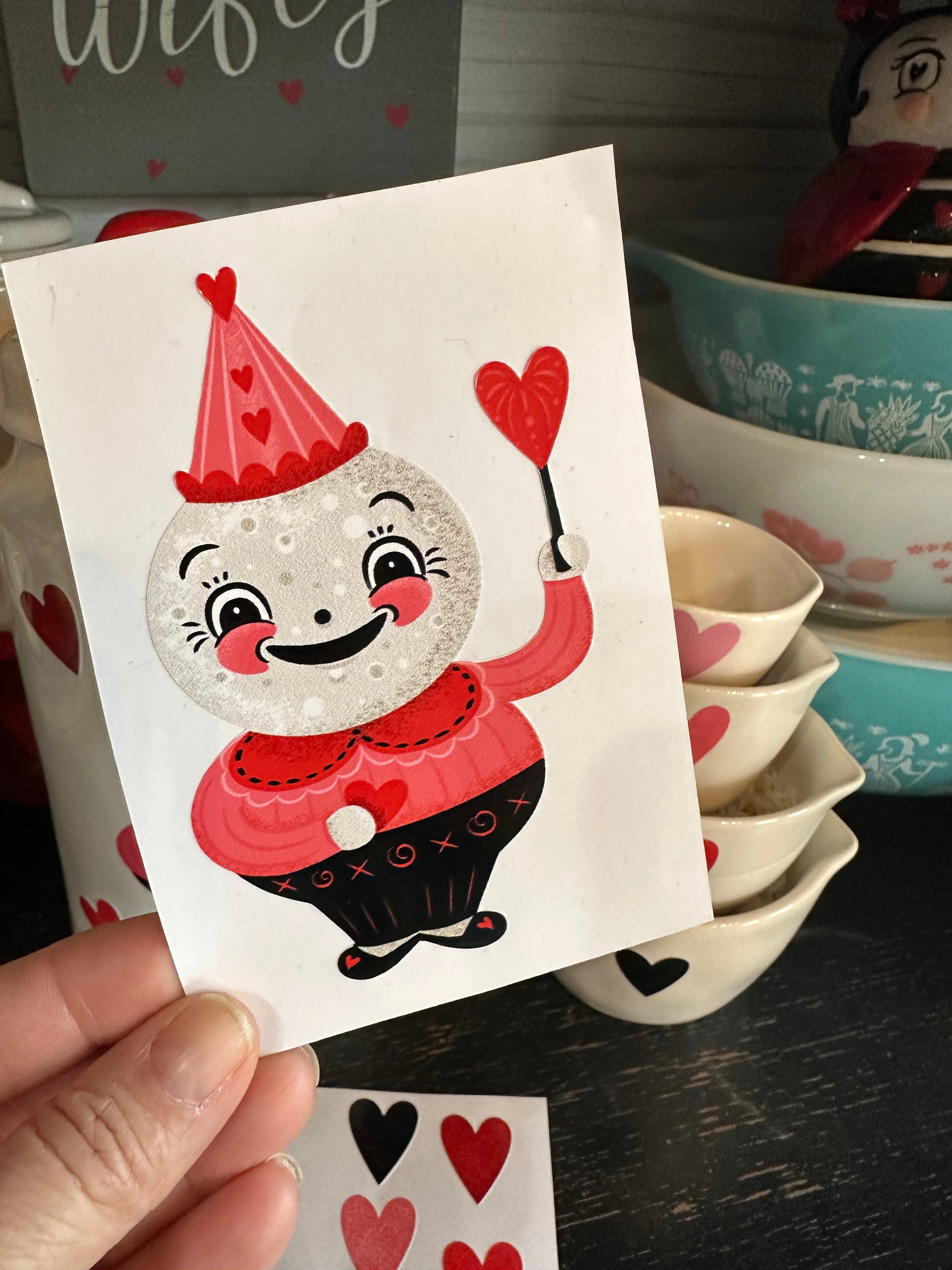 Johanna Parker Valentines Moon Man Decal - Cute Vinyl Sticker for Valentine's Day Gifts, DIY Crafts, Scrapbooking & Home Decor