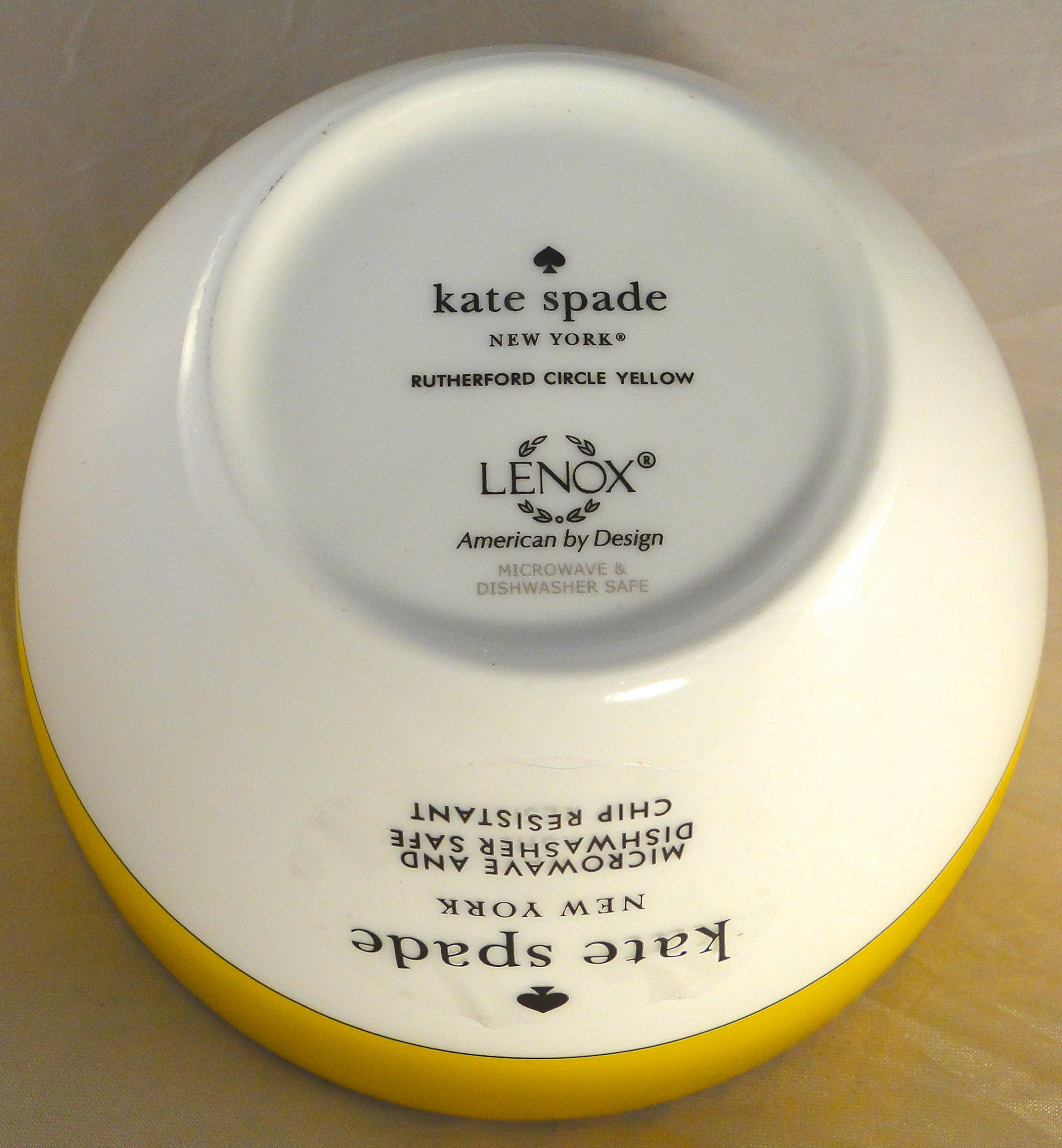Kate Spade Lenox Rutherford Circle 4-Piece Dinnerware Set - Yellow Pattern Plates, Bowl & Tea/Coffee Cups | Elegant Table Setting for Dining, Entertaining & Gifts
