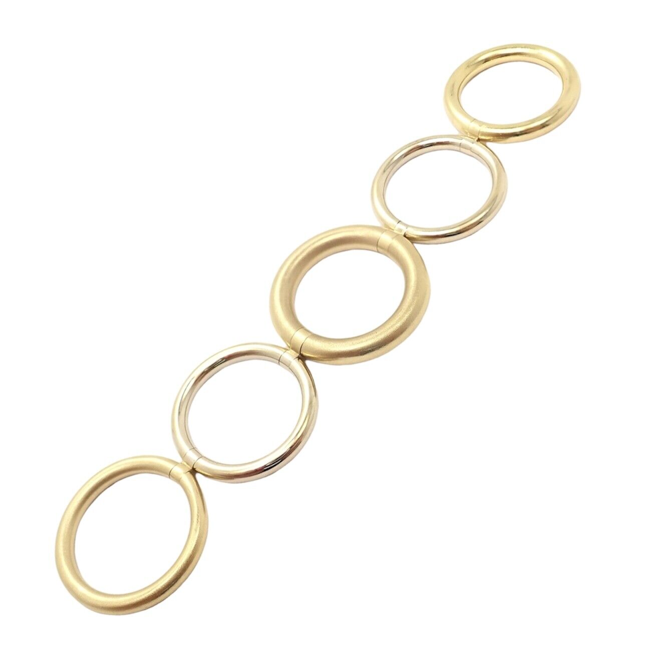 Authentic Pomellato 18k Yellow & White Gold 5-Row Interlocking Tubolare Band Ring for Women - Luxury Stackable Jewelry for Weddings, Anniversaries & Special Occasions