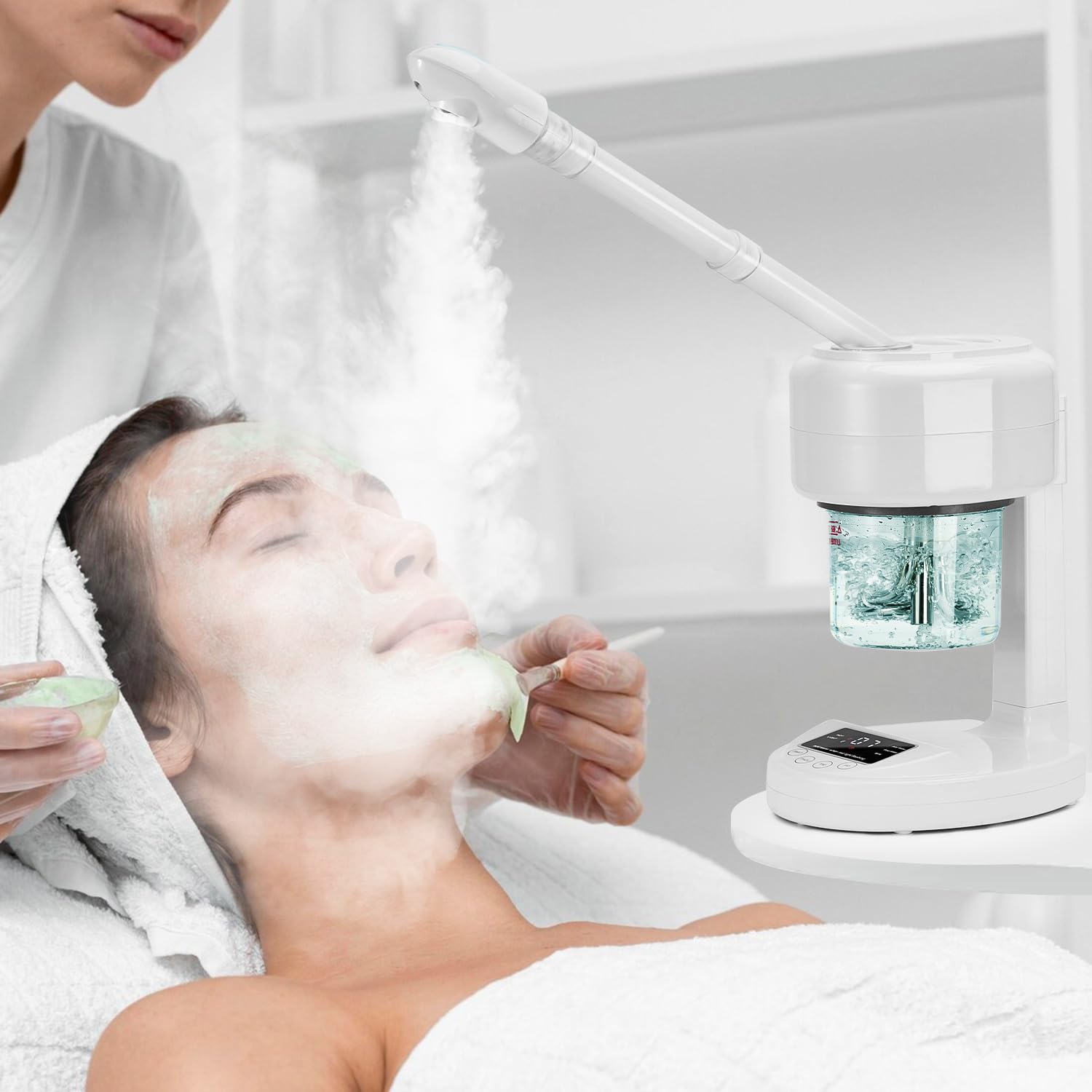 JOSTZHXIN Nano Ionic Facial Steamer with Extendable Arm & 360° Rotating Nozzle - Portable Home & Salon Face Steamer for Skin Hydration, Blackhead Removal & Spa Relaxation | Perfect for Facial Treatments, DIY Skincare & Professional Esthetician Use