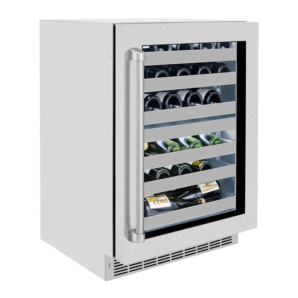 ZLINE 24 Inch Dual Zone 44 Bottle Wine Cooler Refrigerator - Stainless Steel Glass Door with Touchstone Technology for Home Bar, Kitchen, or Basement | Perfect for Wine Storage and Entertaining (RWDO SN 24)