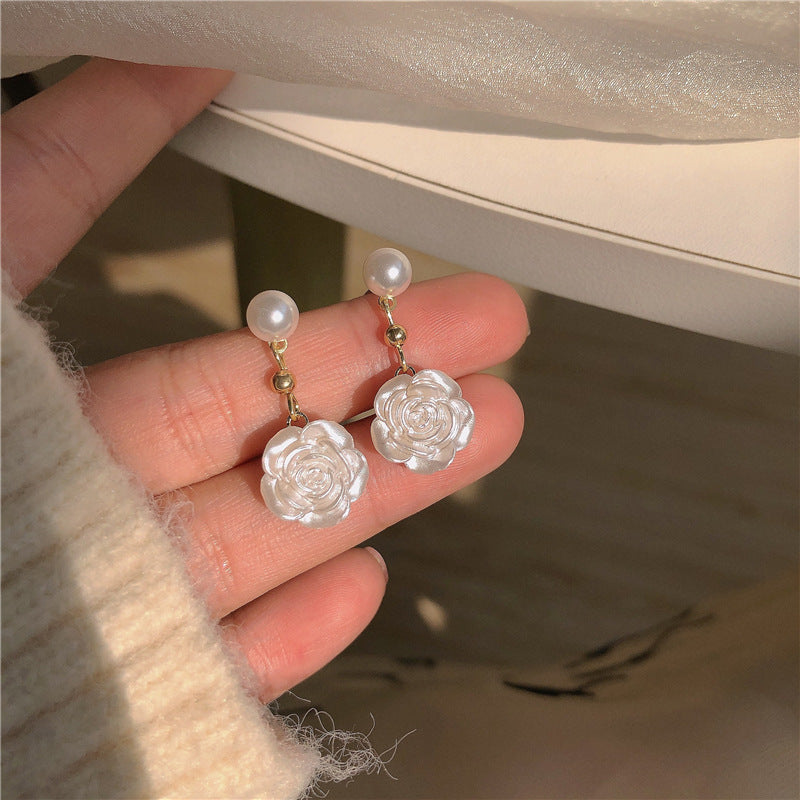 Elegant Flower Pearl Drop Earrings for Women | HE9097 | Perfect for Weddings, Parties & Special Occasions