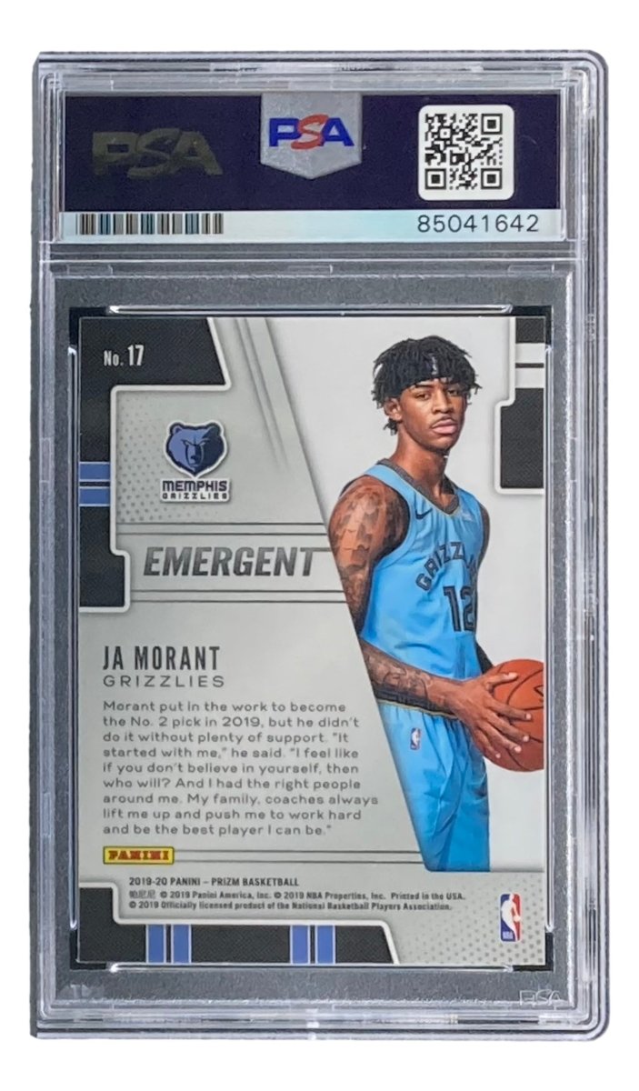 Ja Morant Autographed 2019-20 Panini Prizm #17 Memphis Grizzlies Rookie Card PSA/DNA Certified - Perfect for NBA Memorabilia Collections & Sports Fan Gifts