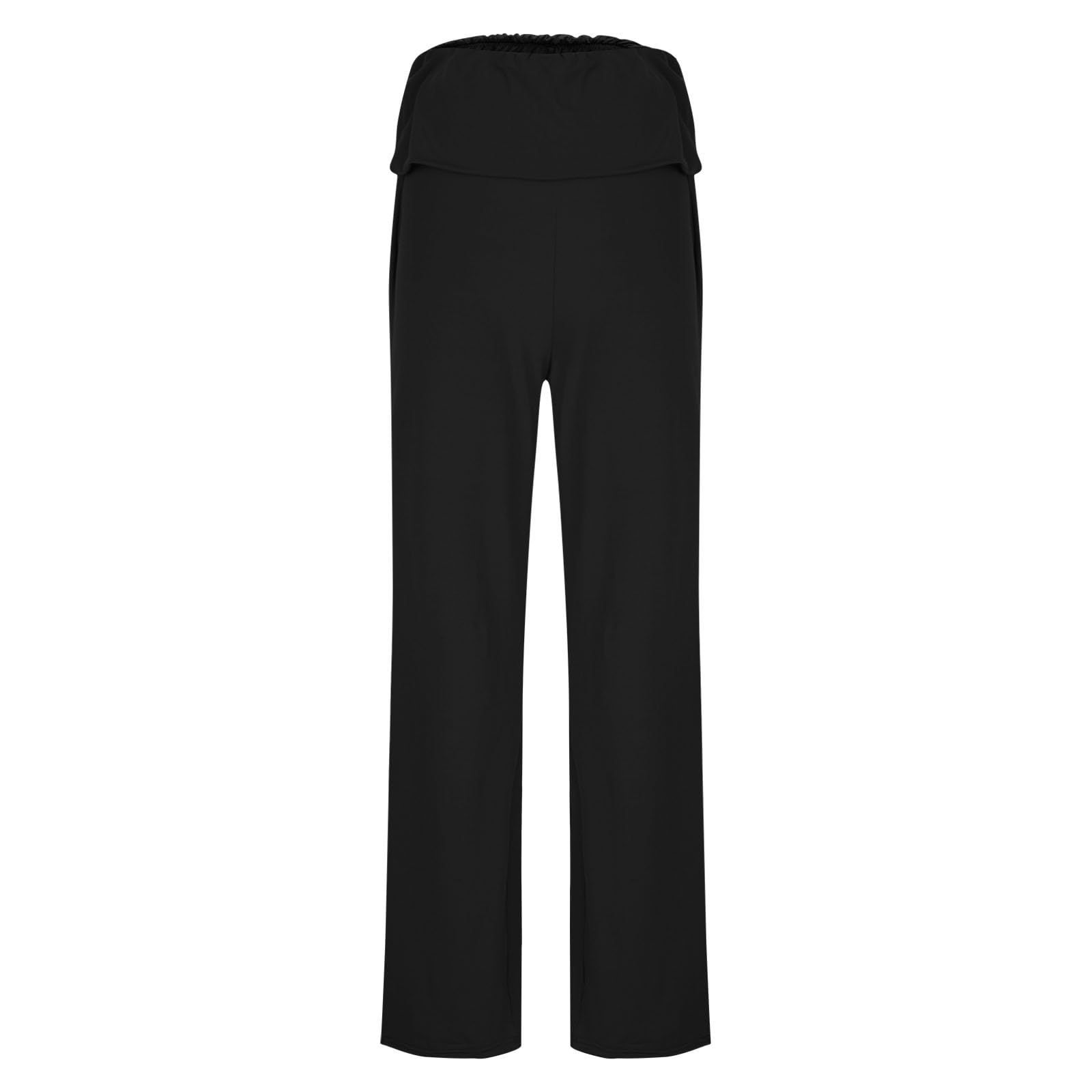 Women's Flare Leg Yoga Pants - Low Rise Fold Over Wide Leg Sweatpants - Buttery Soft Bell Bottom Casual Leggings for Workout, Lounge & Everyday Wear