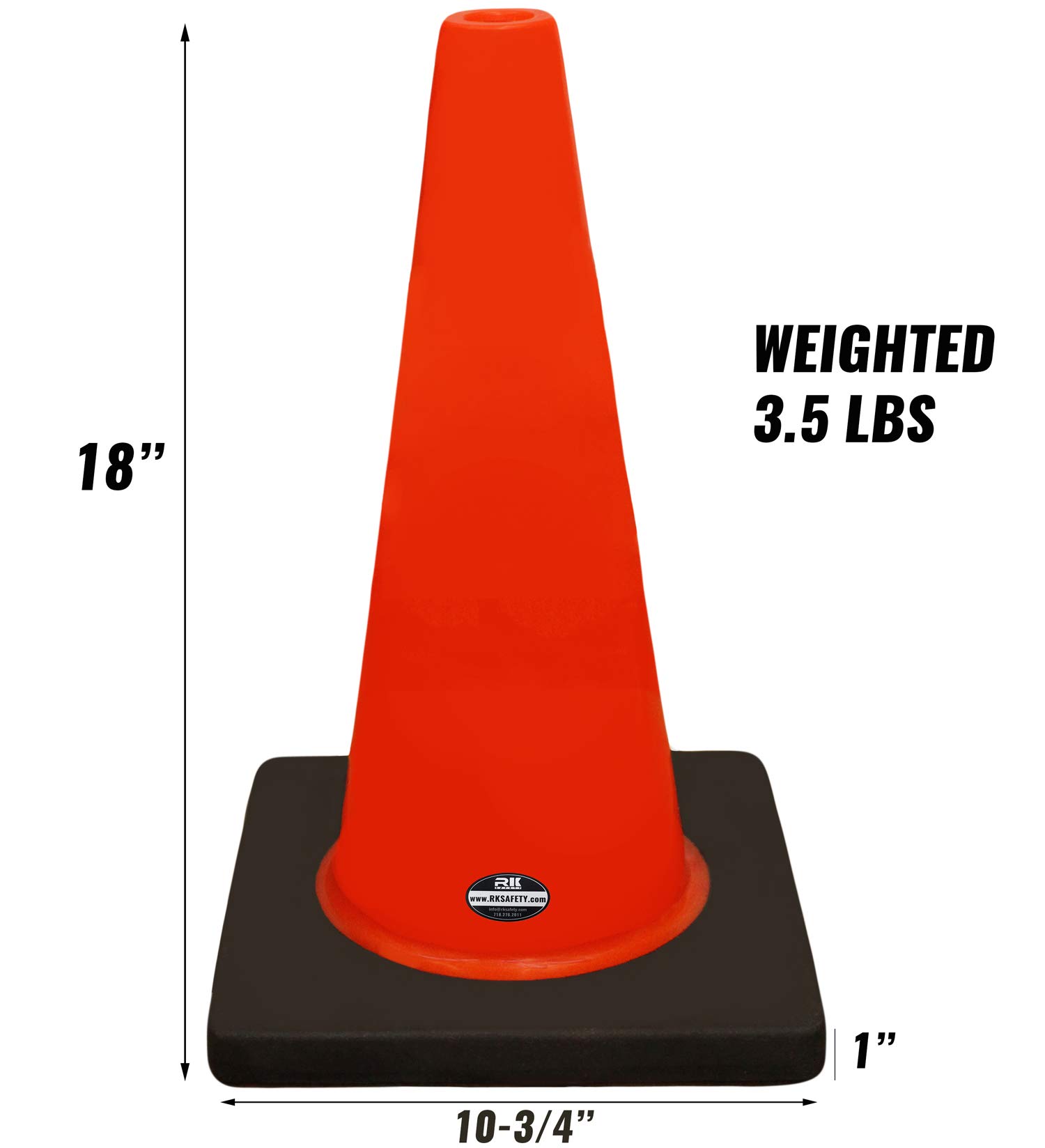 18 Inch PVC Traffic Safety Cones with Black Base - Set of 36 Orange Road Construction Cones for Parking, Events, Sports & Safety Barriers