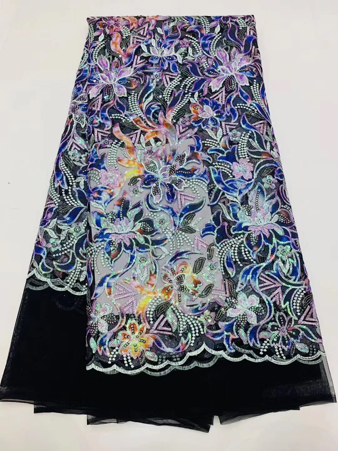 Premium S3LLACE Nigeria Sequined Lace Fabric - African Wedding Lace Material, French Tulle Bridal Fabric (D4141) for Gowns, Dresses & Traditional Attire - Perfect for Bridal Sewing, Nigerian Fashion Design & Special Occasion Outfits