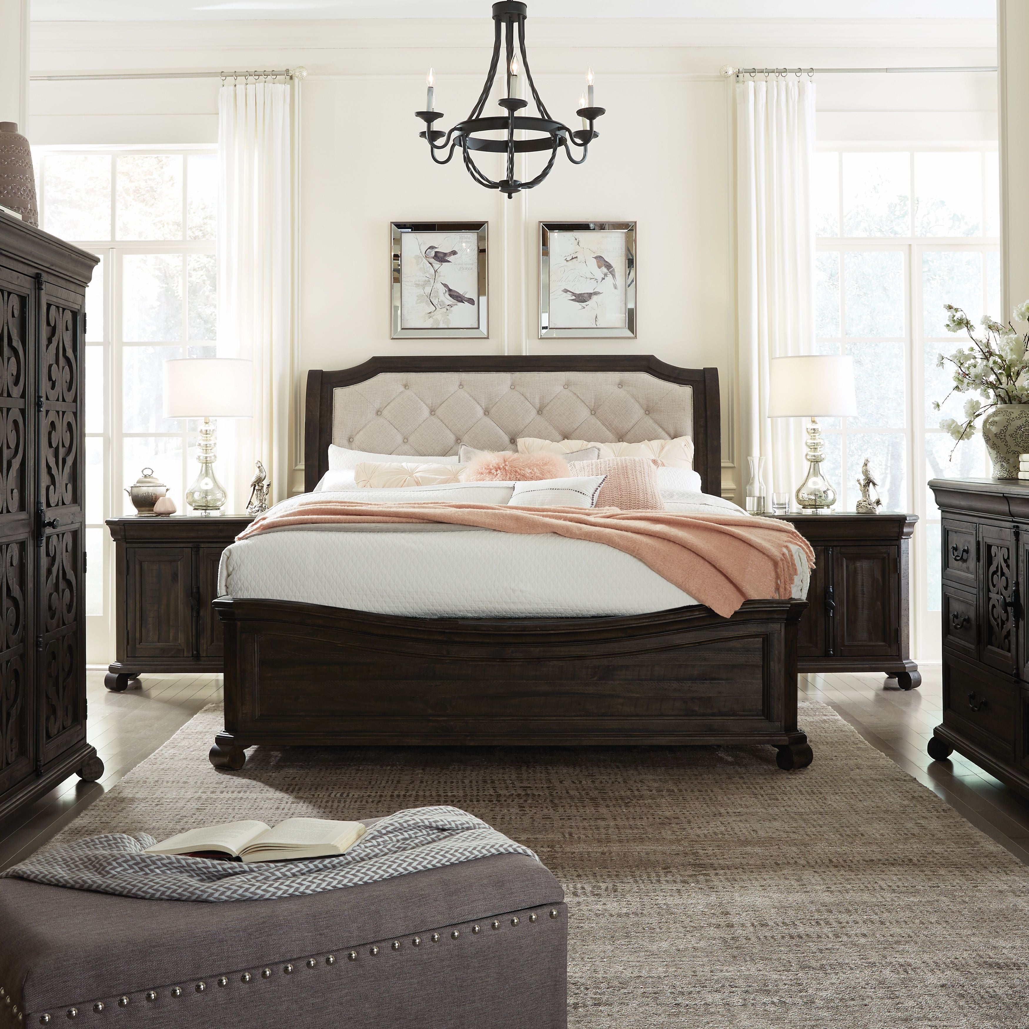 Bellamy Complete Queen Sleigh Bed with Shaped Footboard - Elegant Bedroom Furniture for Master Suite or Guest Room