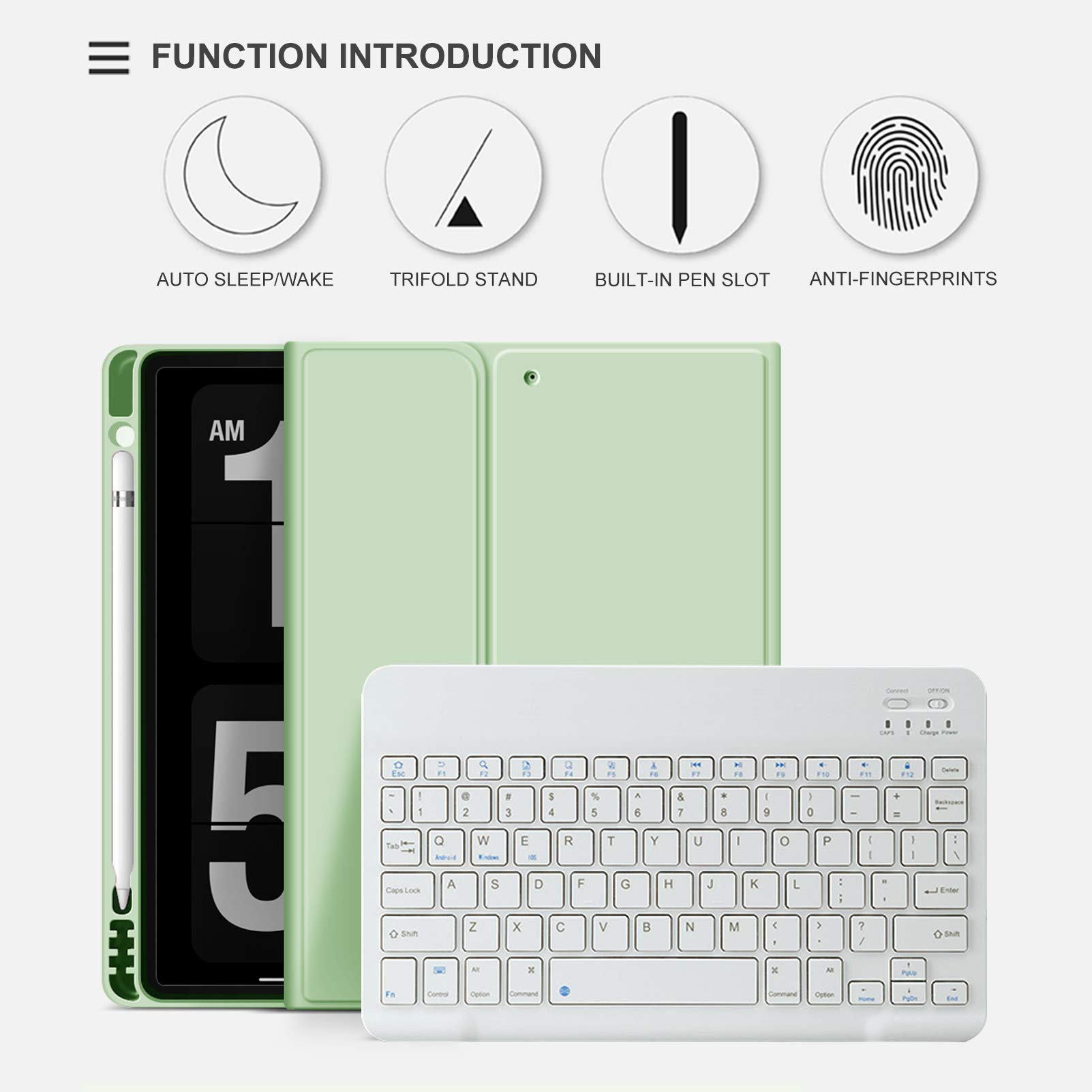 Premium Detachable Bluetooth Keyboard Case for iPad 9th/8th/7th Gen 10.2
