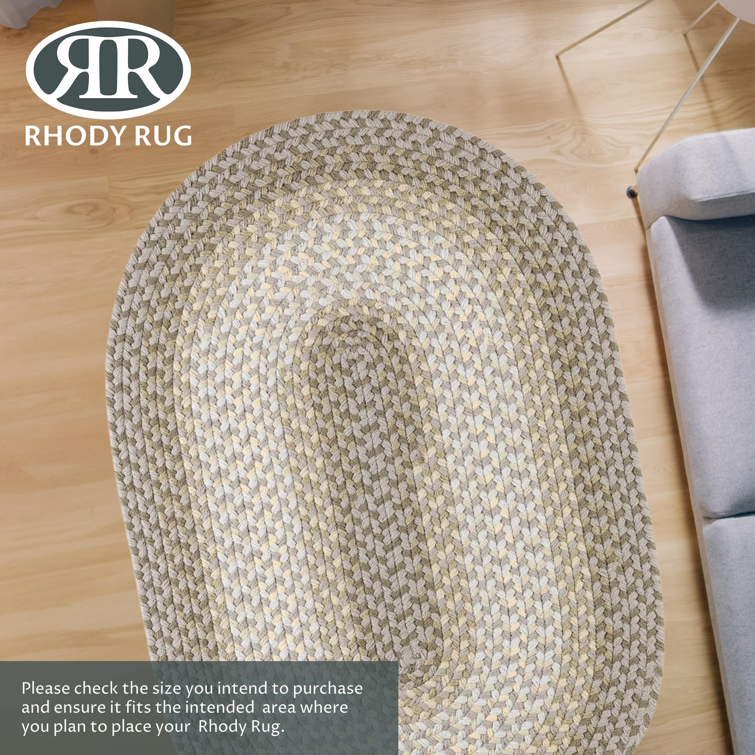 Braided Oval Area Rug 3' x 5' - Frosty Multi TR62 Twin River Collection | Non-Slip Floor Mat for Bedroom, Living Room & Hallway | Easy Care Washable Rug for High Traffic Areas | USA-Made Home Decor | Perfect for Cozy Spaces & Pet-Friendly Homes