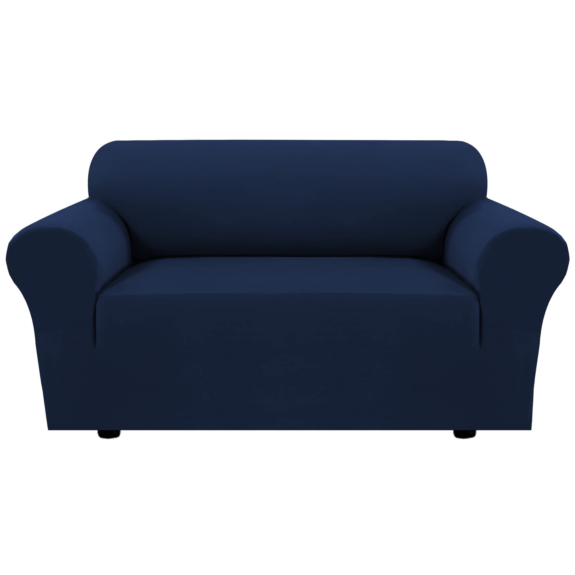 H.VERSAILTEX 2023 Stretch Loveseat Cover - 1-Piece Non-Slip Sofa Protector for 2 Cushion Couches, Soft Spandex Form-Fit with Elastic Bottom (Navy) - Perfect for Living Room, Apartment & Pet-Friendly Furniture Protection