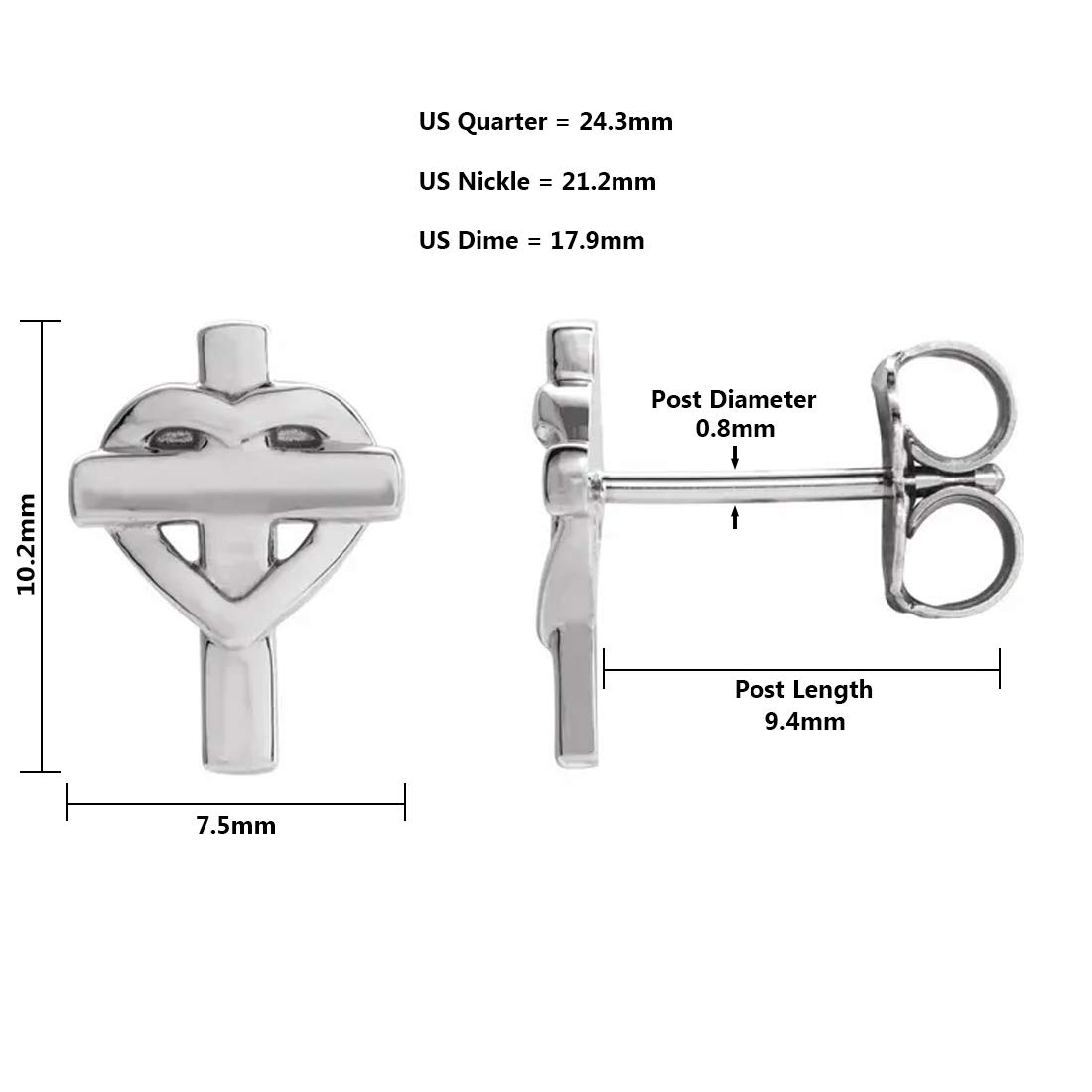 925 Sterling Silver Heart & Cross Stud Earrings for Women - Hypoallergenic Fashion Jewelry - Perfect for Gifts, Parties & Everyday Wear