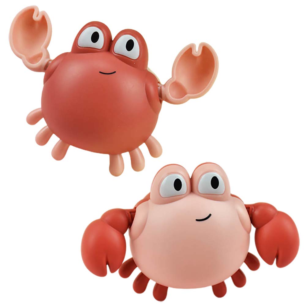 2PCS Wind-Up Crab Bath Toy - Swimming Crab Tub Toy, Floating Water Toy for Kids - Cute Clockwork Crab Toy for Bathtub & Pool Fun (Pink+Red) - Perfect for Toddler Bath Time, Summer Pool Parties & Sensory Play