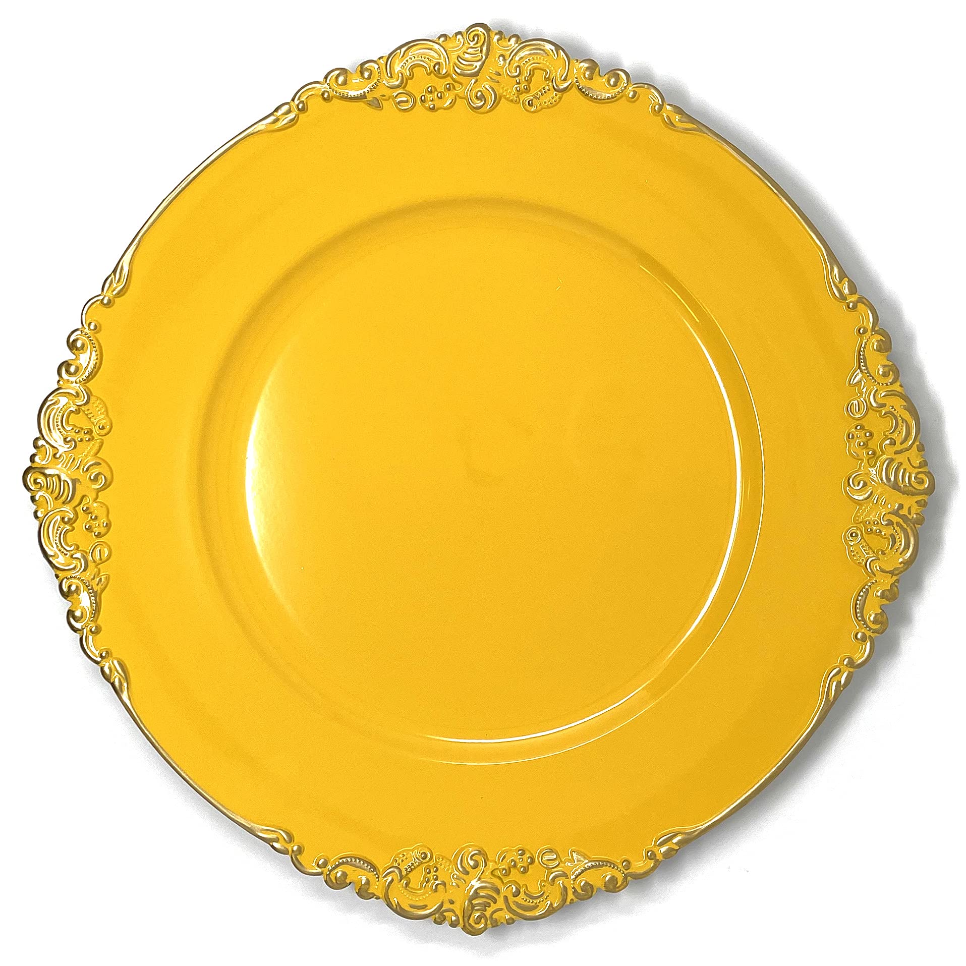 Premium 13-Inch Round Charger Plates Set of 6 - Heavy Duty Decorative Dinner Plate Chargers for Wedding, Thanksgiving & Holiday Table Settings - Floral Yellow Design - Perfect for Formal Dining, Buffet Service & Special Occasions