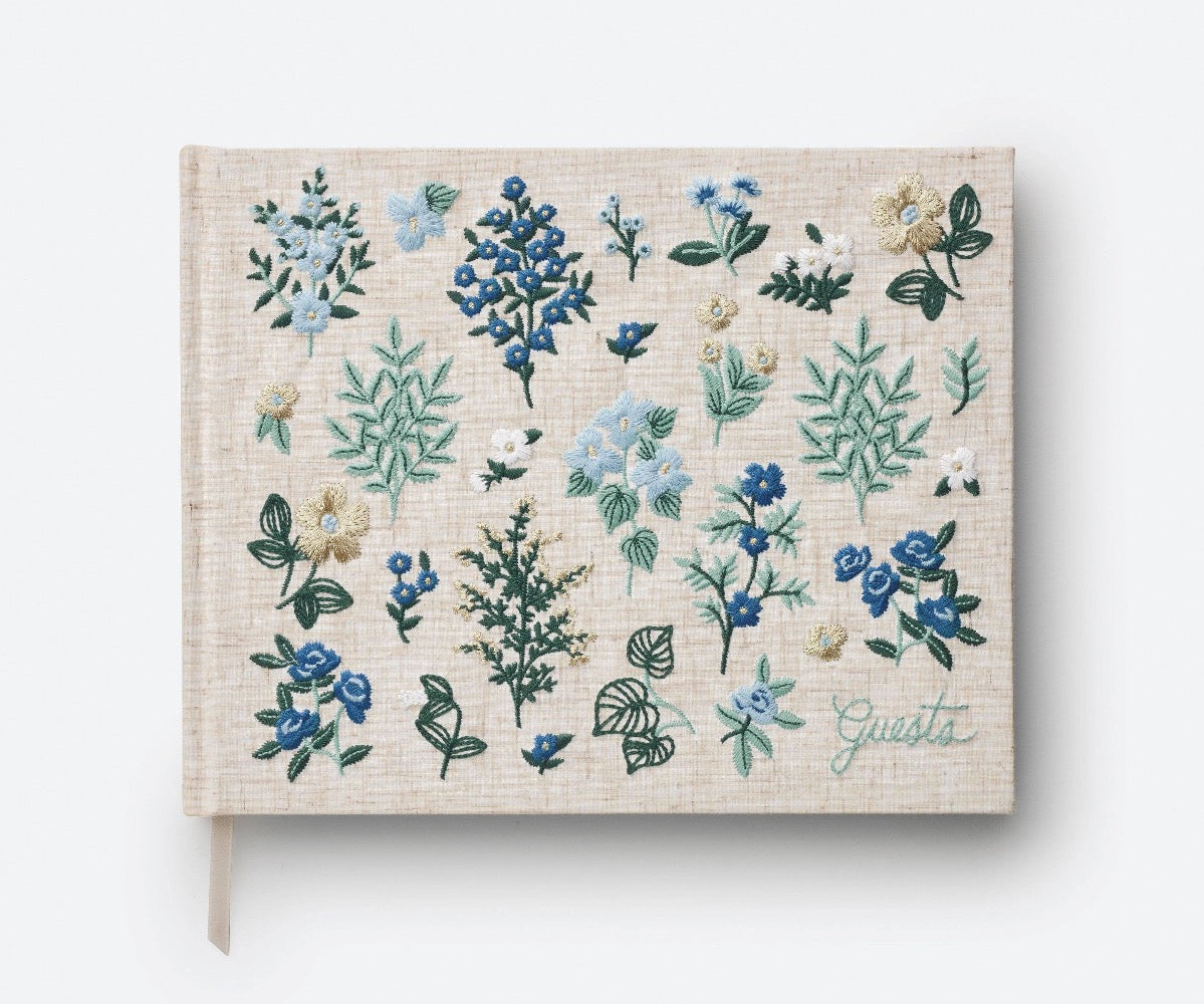 Embroidered Guest Book for Weddings & Events - Elegant Keepsake by Rifle Paper Co. | Perfect for Bridal Showers, Anniversaries & Special Occasions